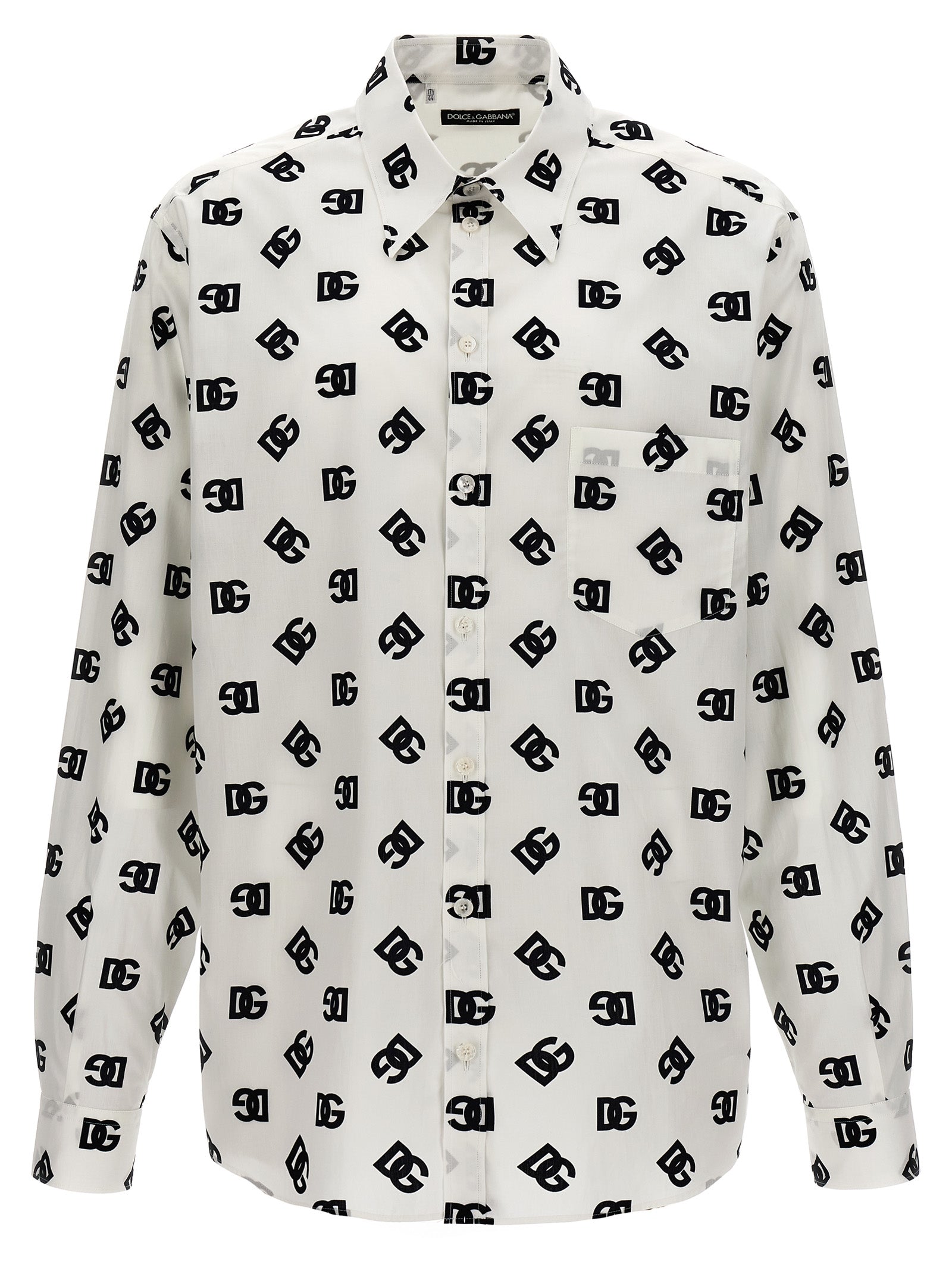 Dolce & Gabbana-All Over Logo Shirt Camicie Bianco/Nero-Uomo