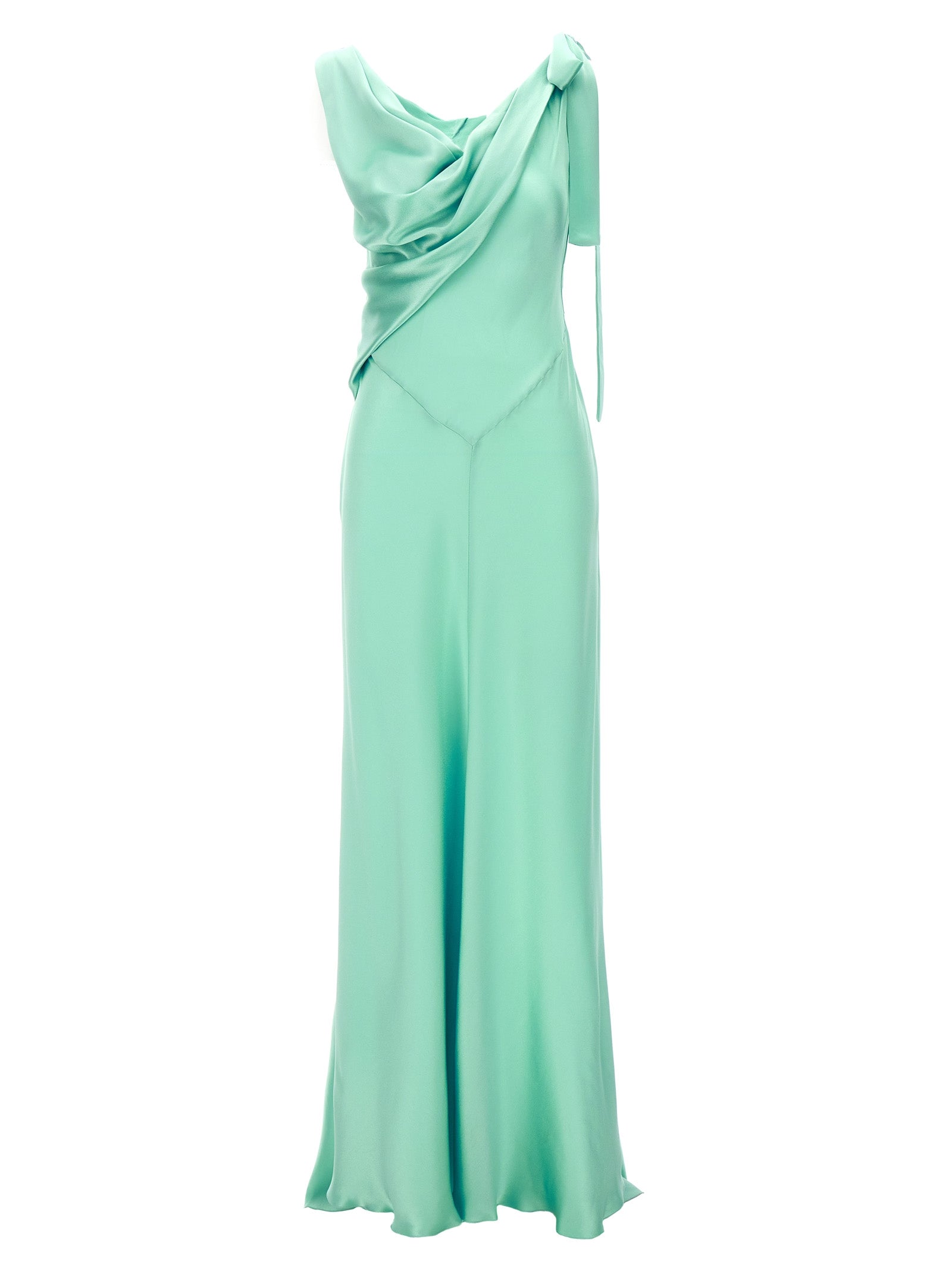 Alberta Ferretti-Draped Long Dress Abiti Celeste-Donna