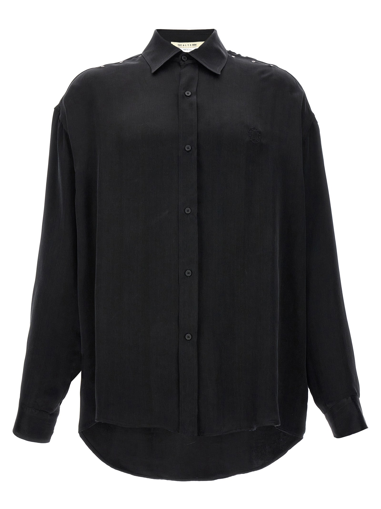 1017 Alyx 9 Sm-Logo Embroidery Cupro Shirt Camicie Nero-Uomo