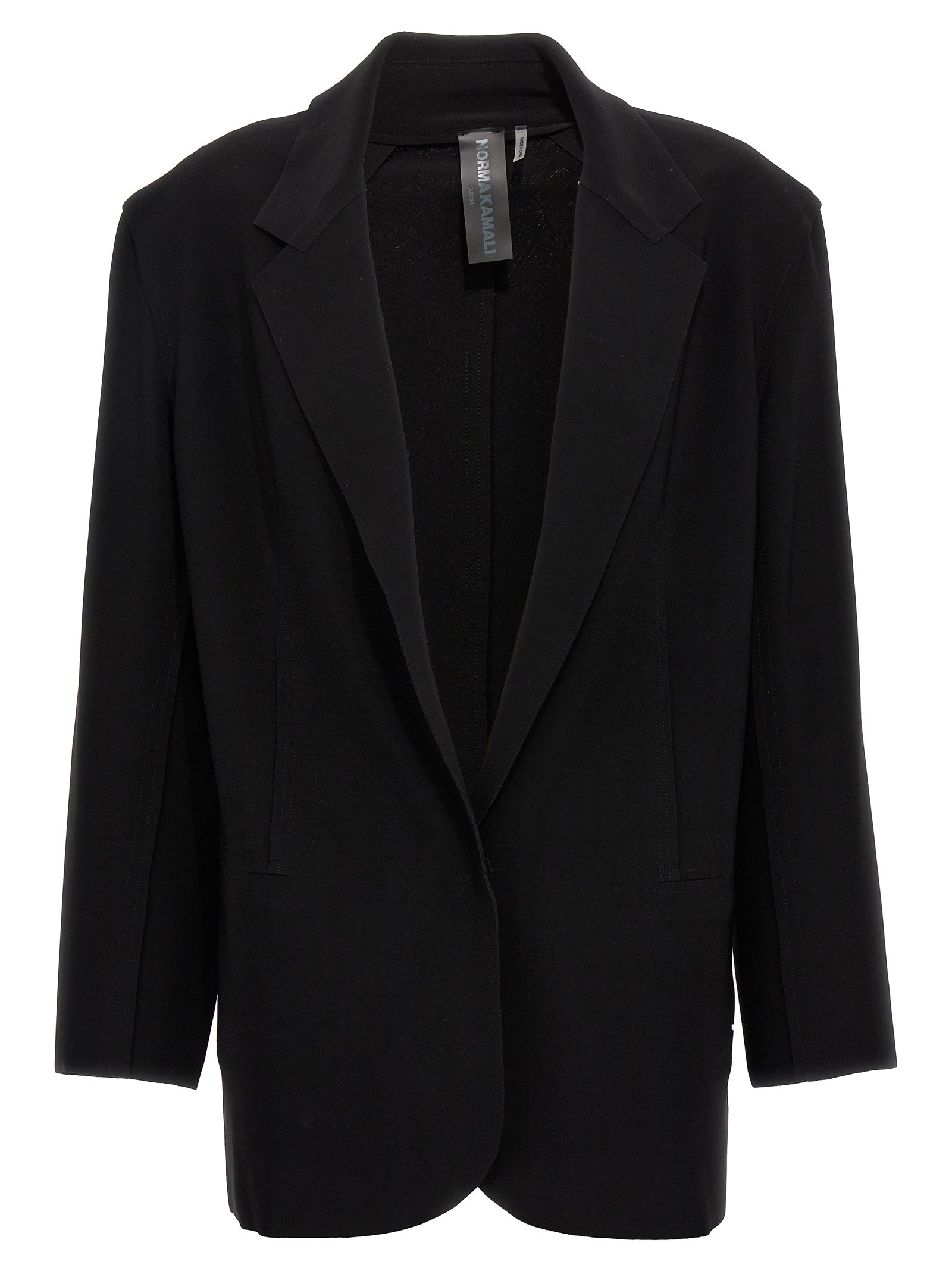 Norma Kamali-Single-Breasted Belt Blazer Blazer And Suits Nero-Donna