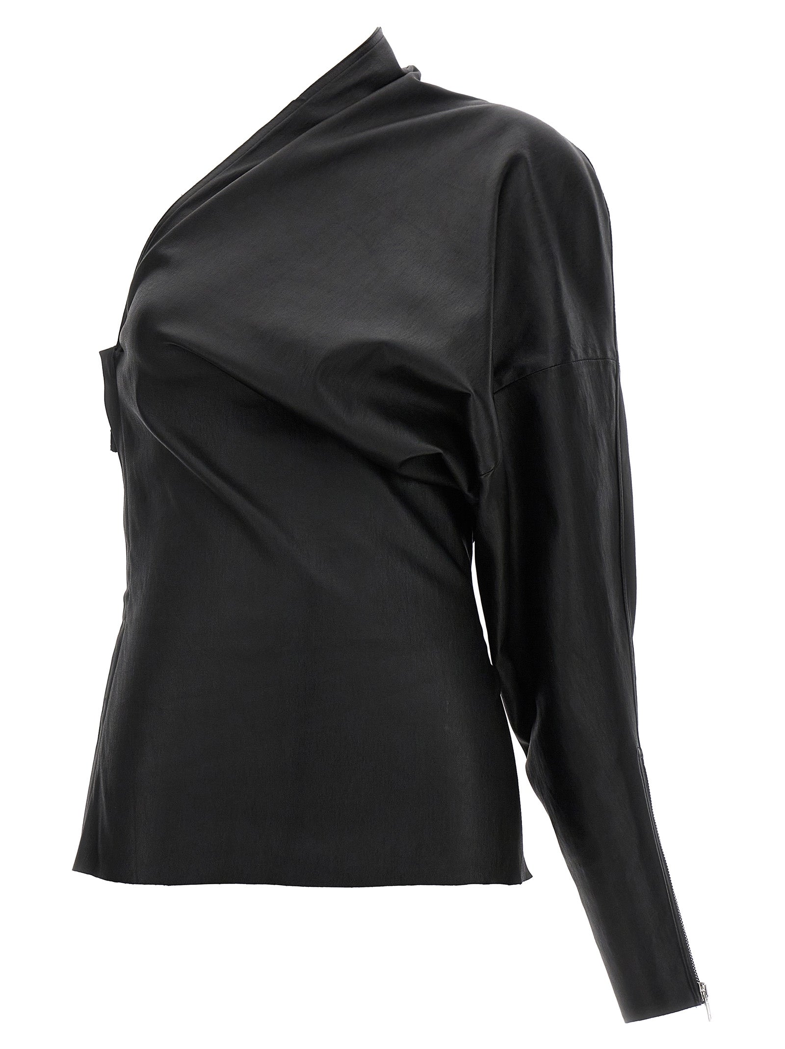 Rick Owens-One Sleeve Top Nero-Donna