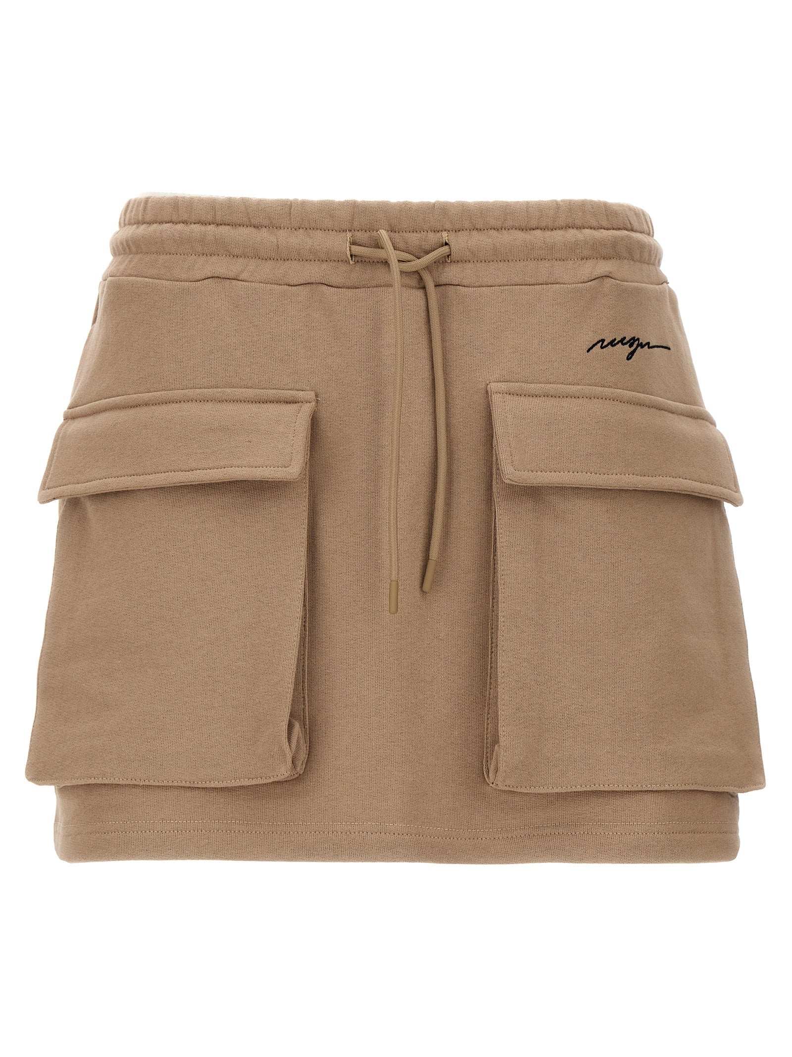 Msgm-Logo Embroidery Cargo Skirt Gonne Beige-Donna