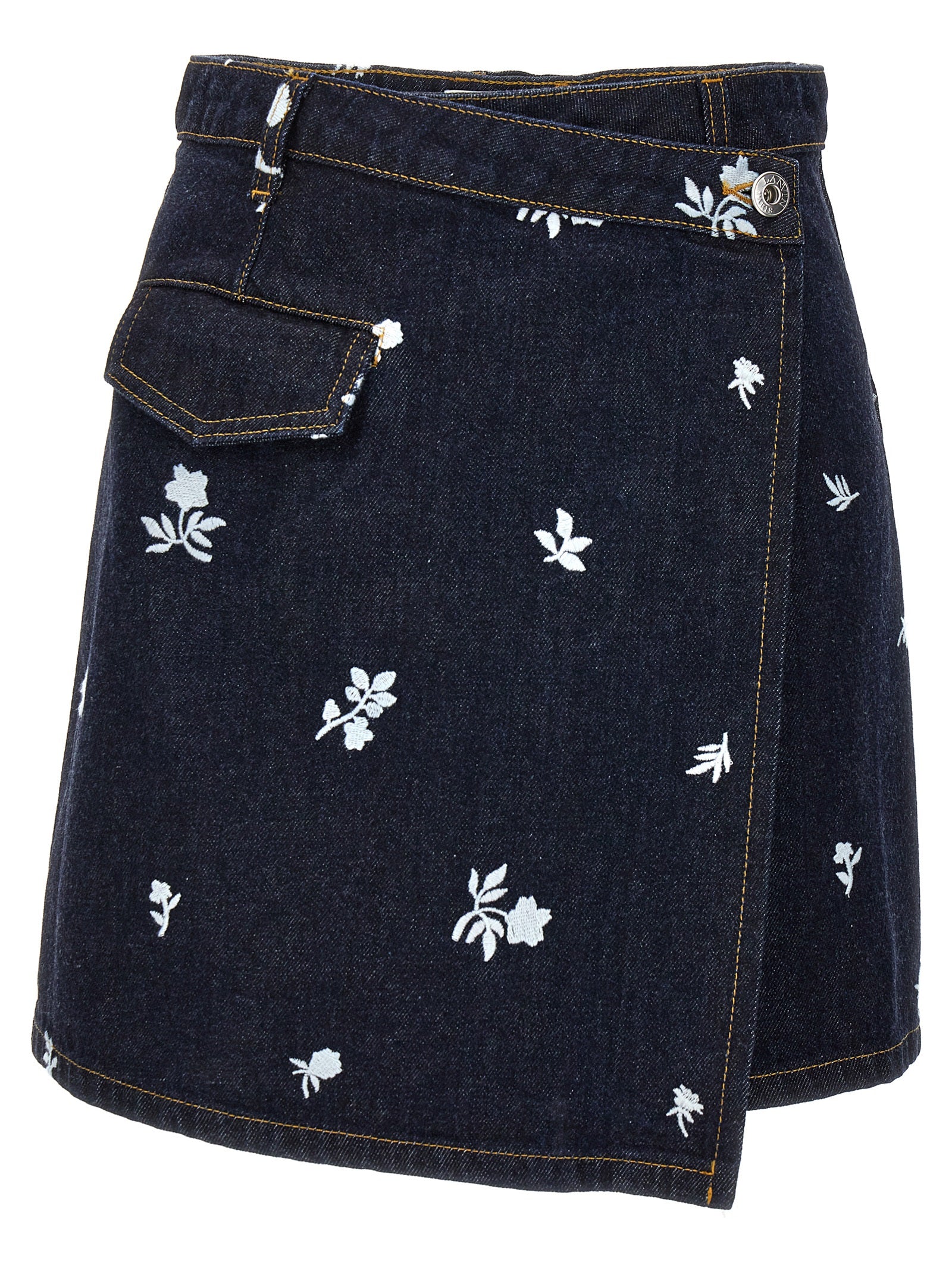 Lanvin-All-Over Embroidery Skirt Gonne Blu-Donna