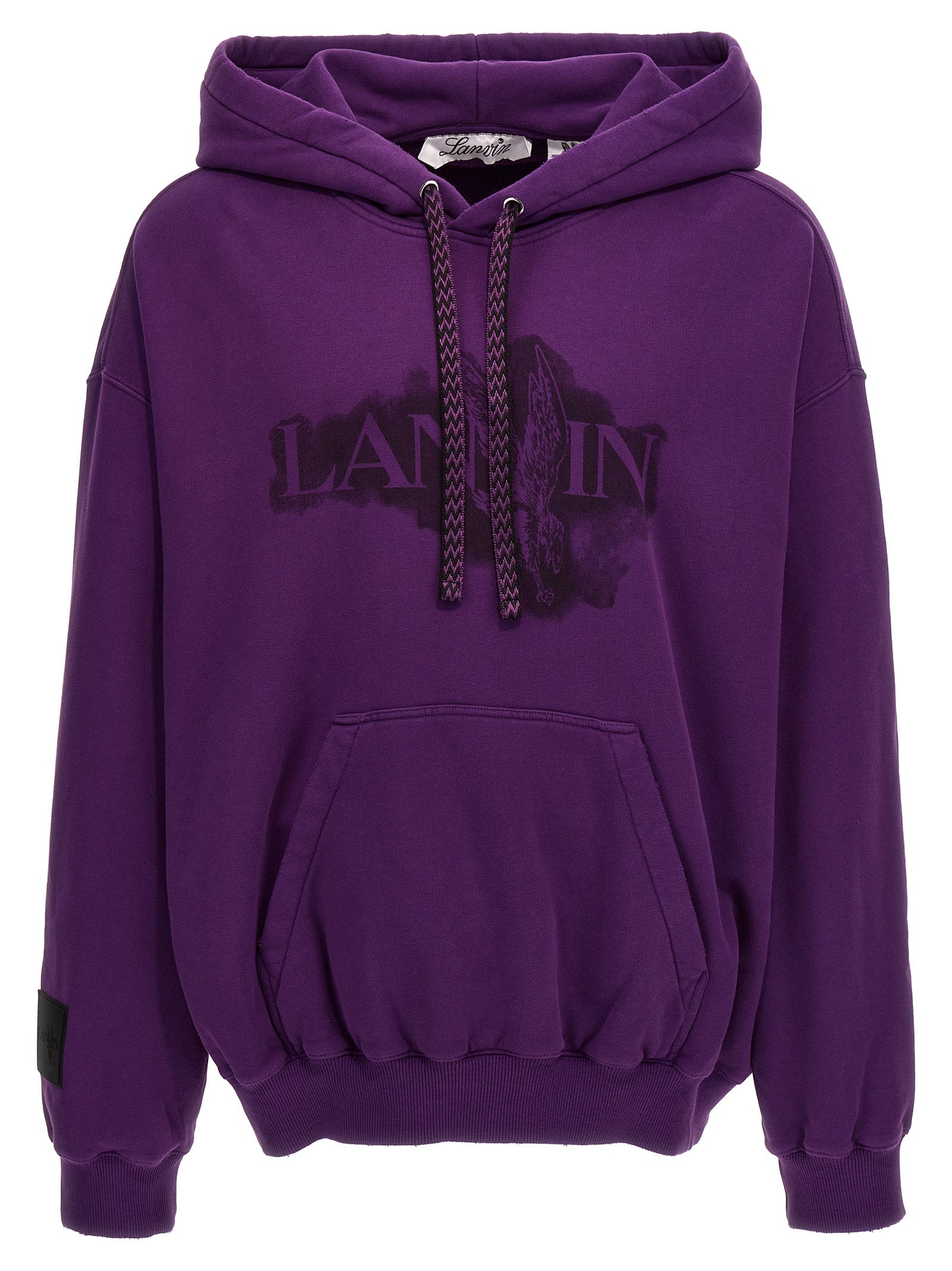 Lanvin-Logo Print Hoodie Felpe Viola-Uomo