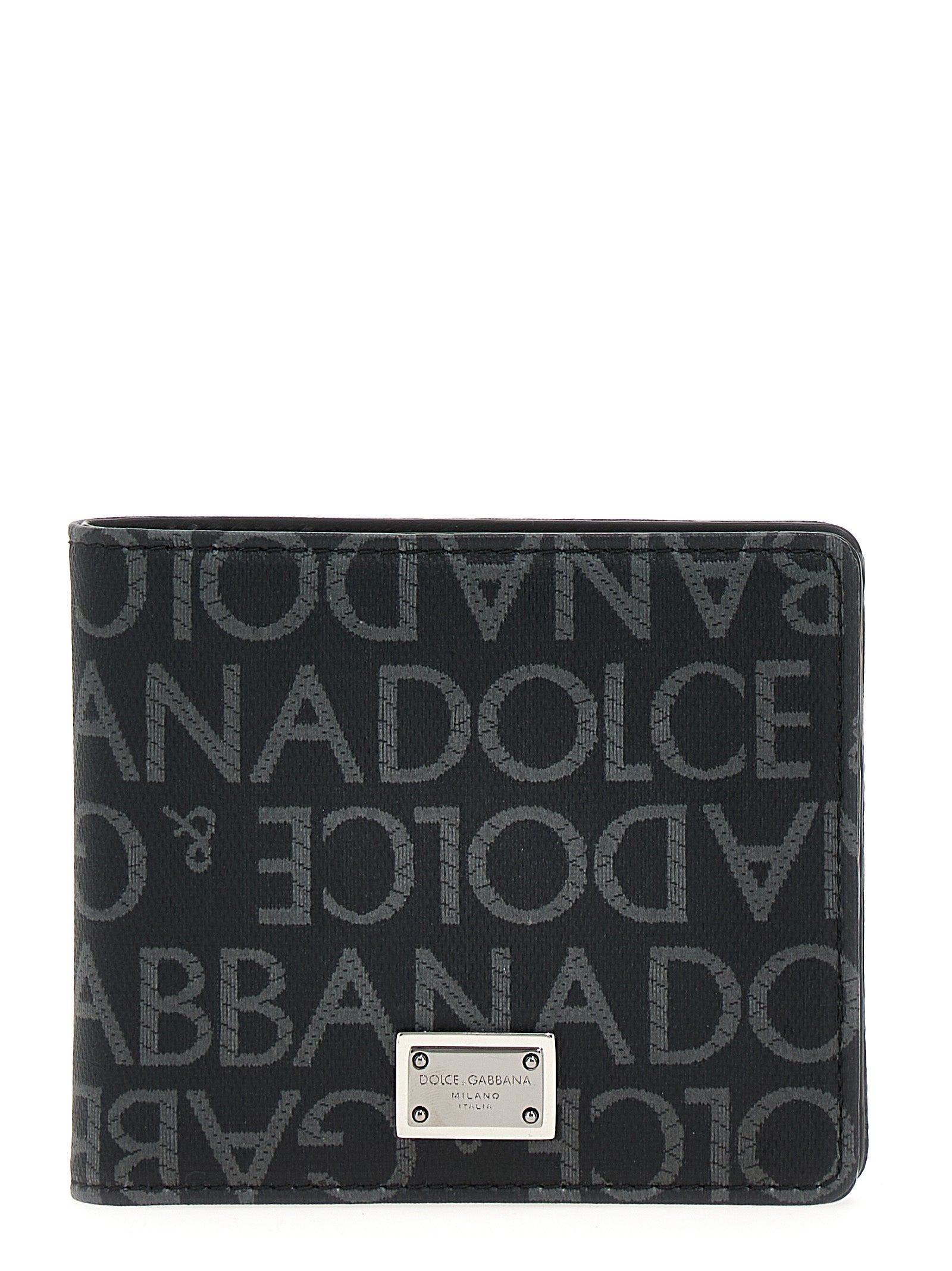 Dolce & Gabbana-Jacquard Logo Wallet Portafogli Nero-Uomo