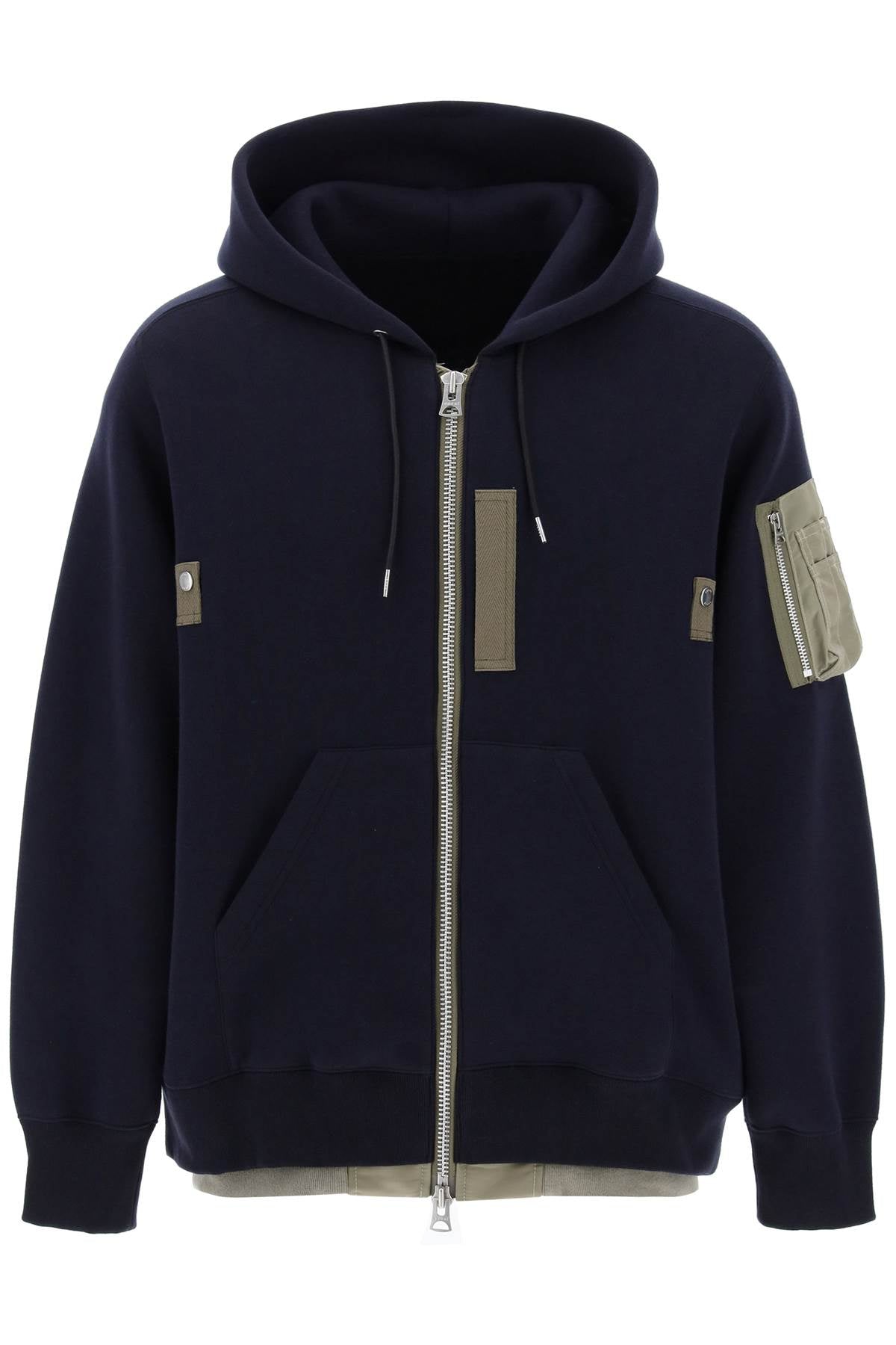 Sacai-Felpa Con Zip E Cappuccio-Uomo