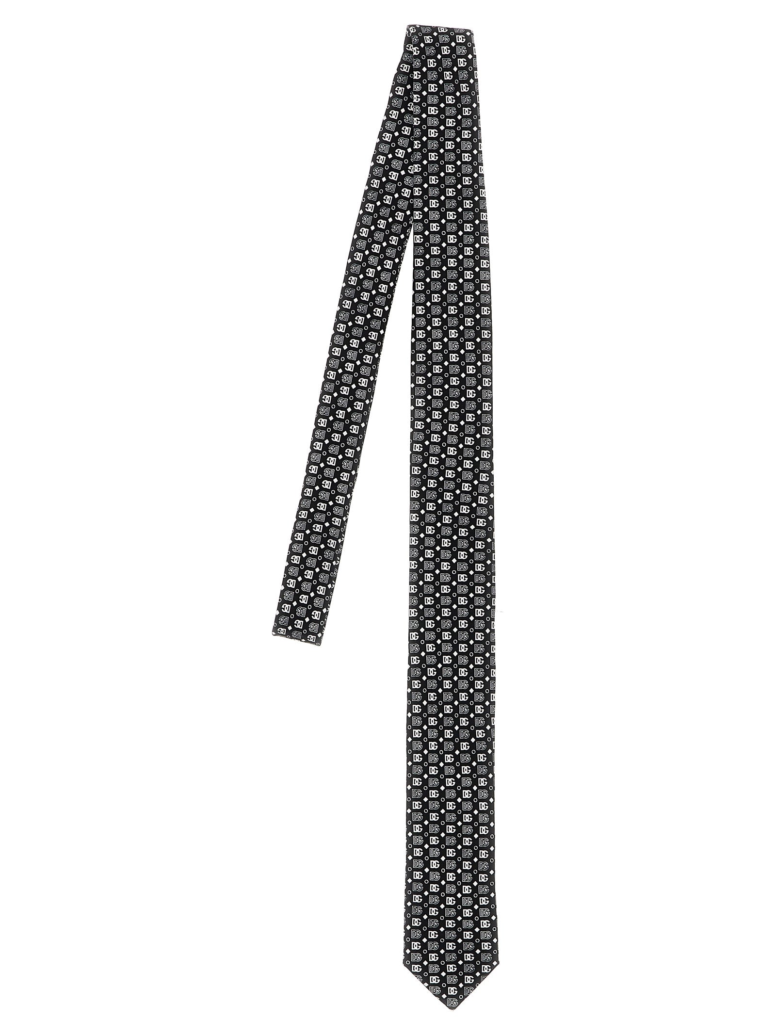 Dolce & Gabbana-Logo Tie Cravatte Bianco/Nero-Uomo