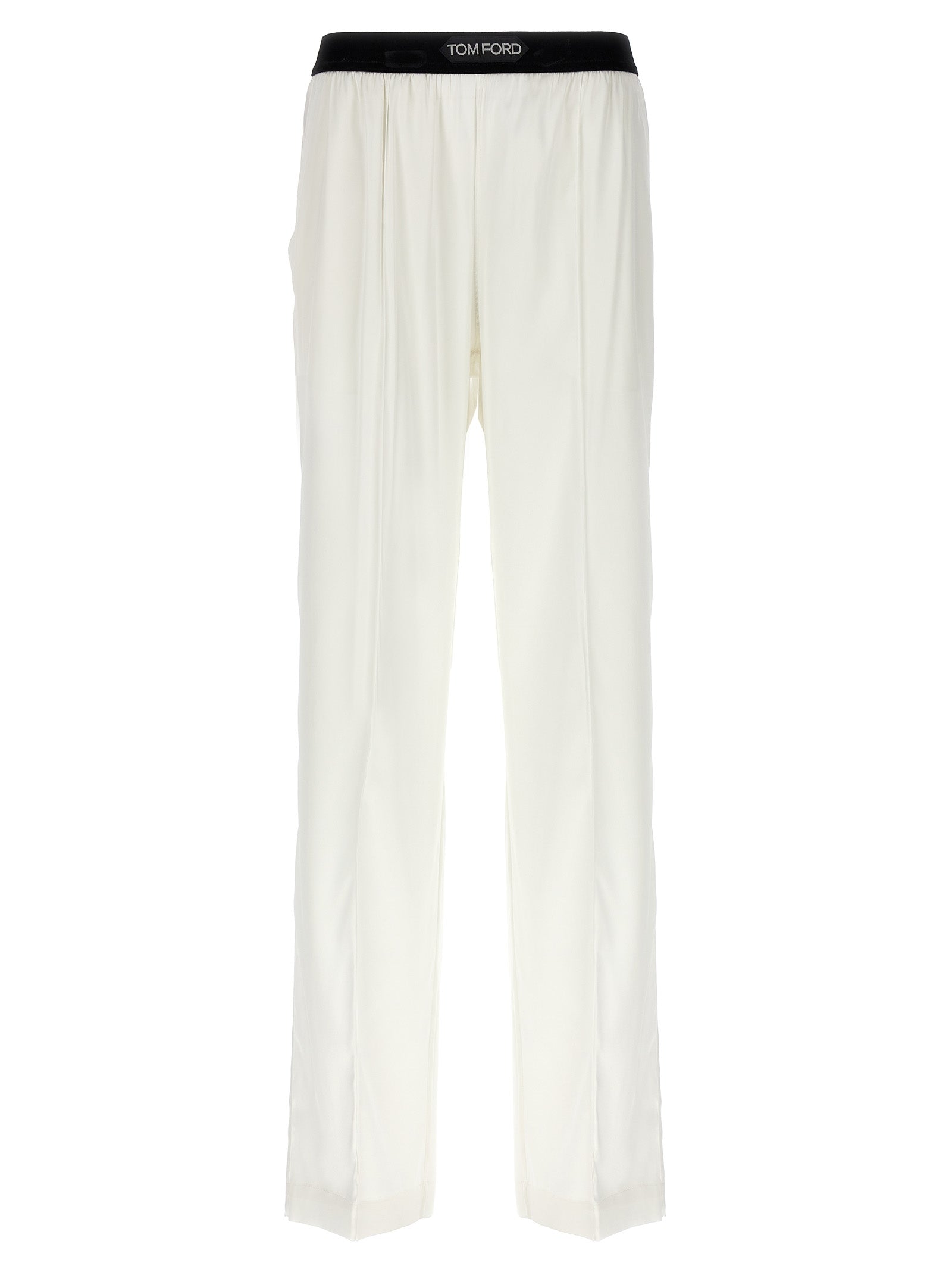 Tom Ford-Satin Pantaloni Bianco-Donna