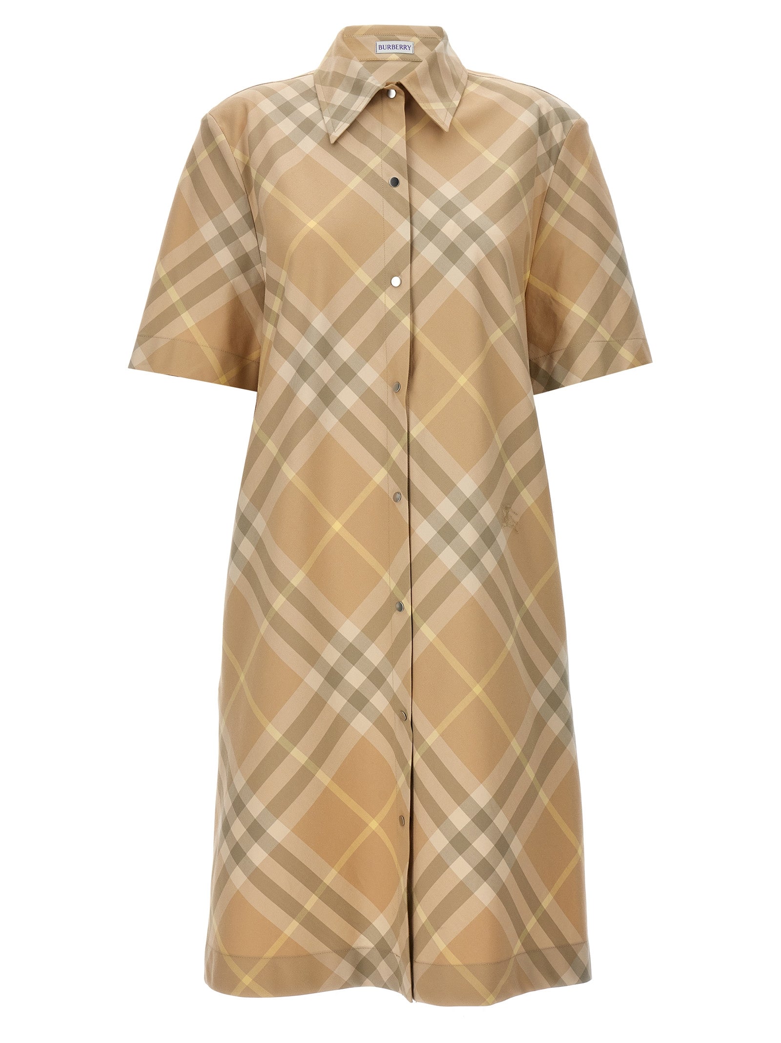 Burberry-Check Chemisier Dress Abiti Beige-Donna