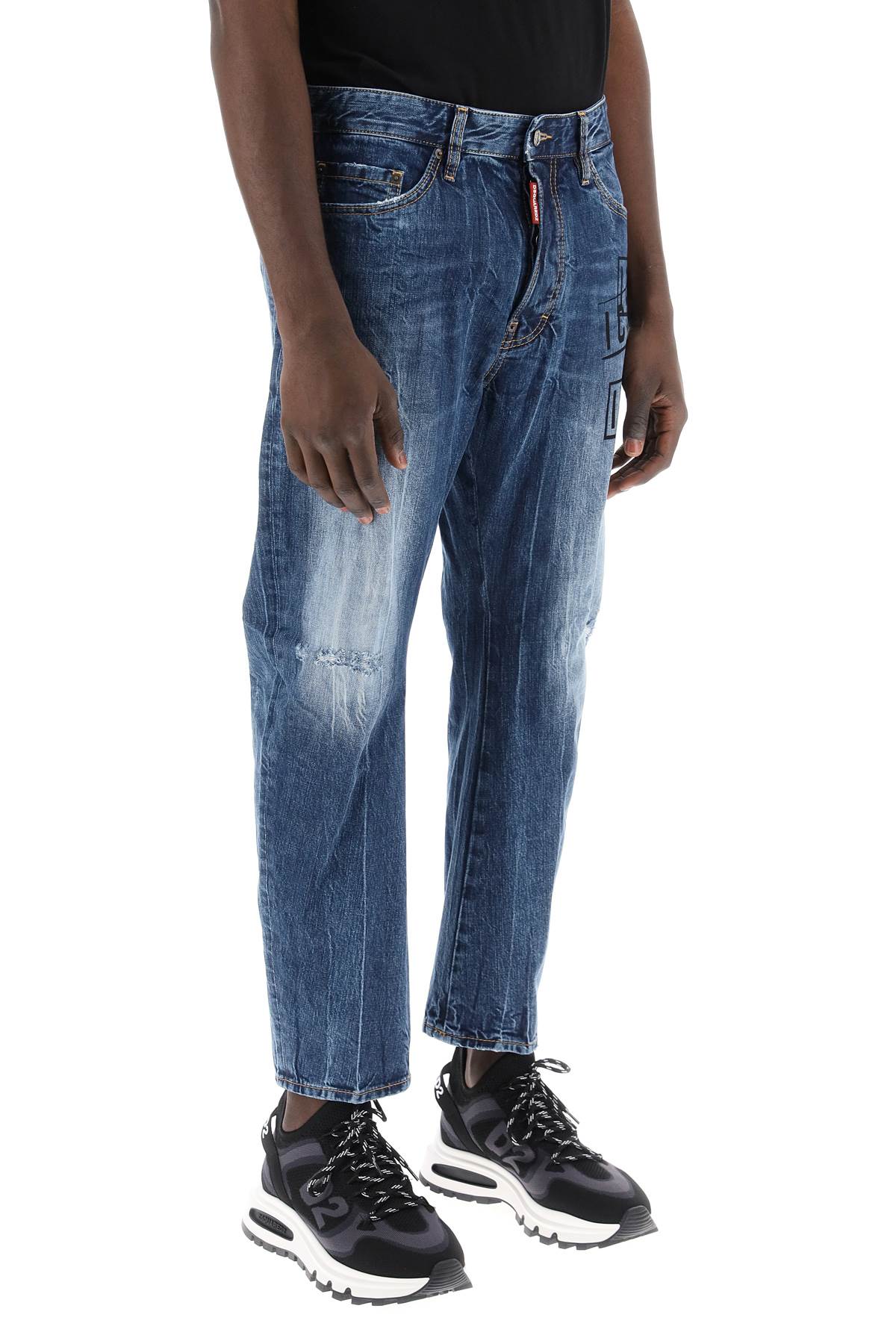 Dsquared2-Jeans Bro In Icon Dark Wash Stamps-Uomo