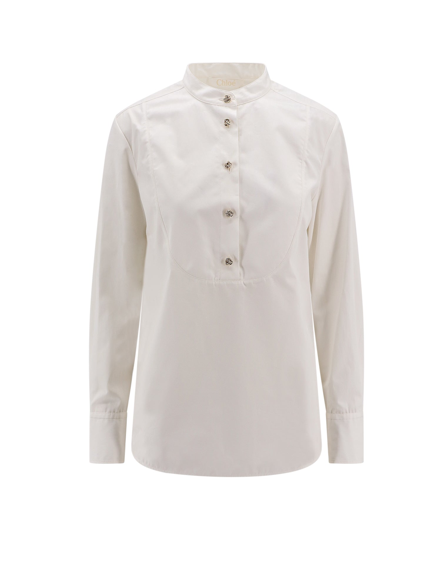 Chloé-Camicia in cotone con bottoni in metallo-Donna