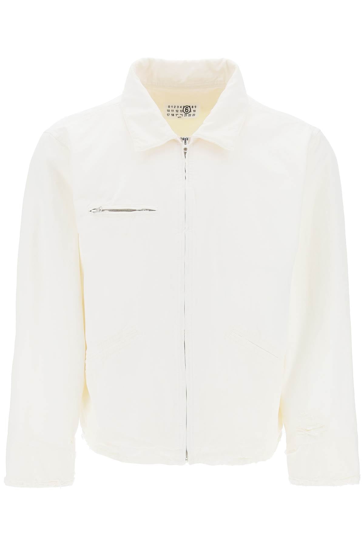 MM6 Maison Margiela-Giacca In Tela Di Cotone Distressed-Uomo