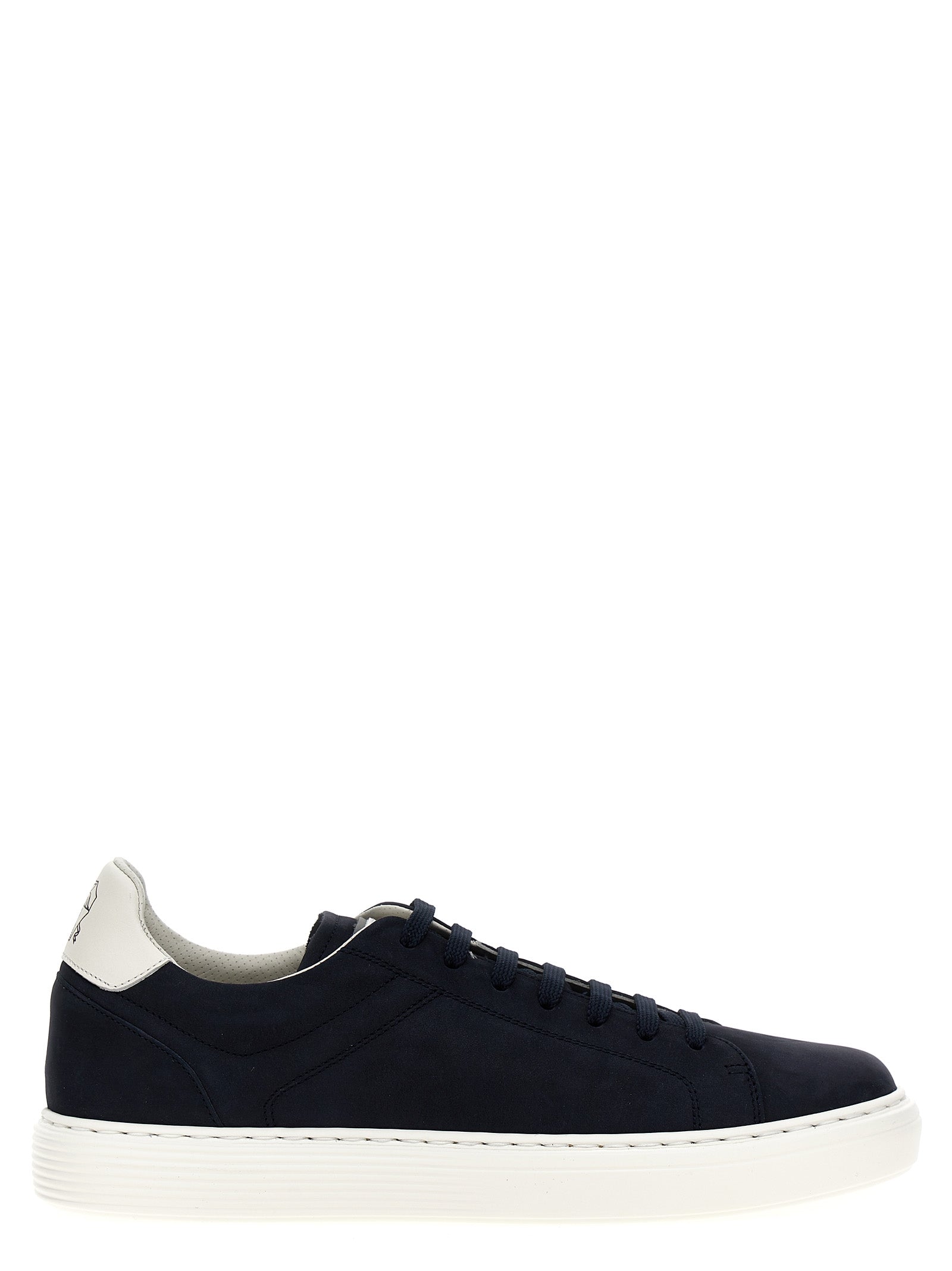 Brunello Cucinelli-Leather Sneakers Blu-Uomo