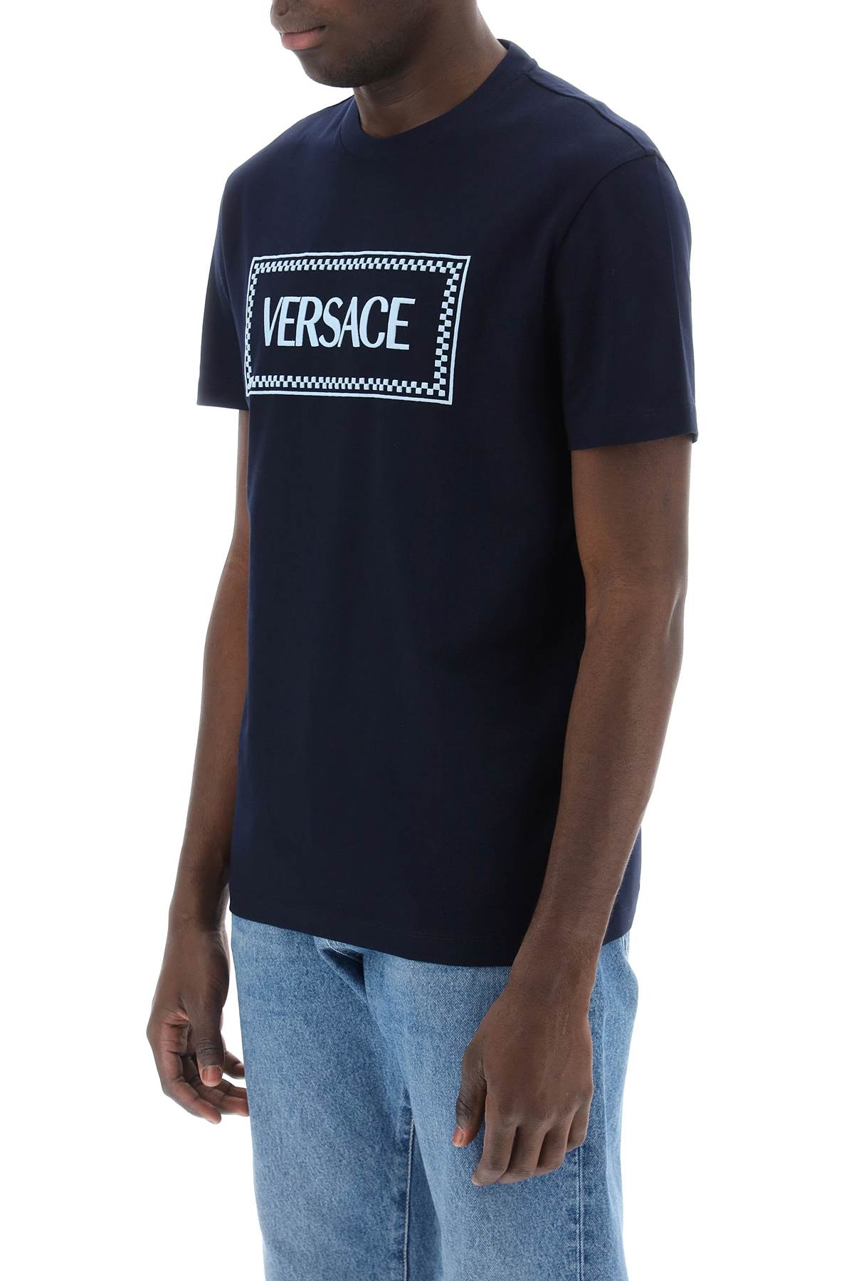 Versace-T Shirt Con Logo Ricamato-Uomo