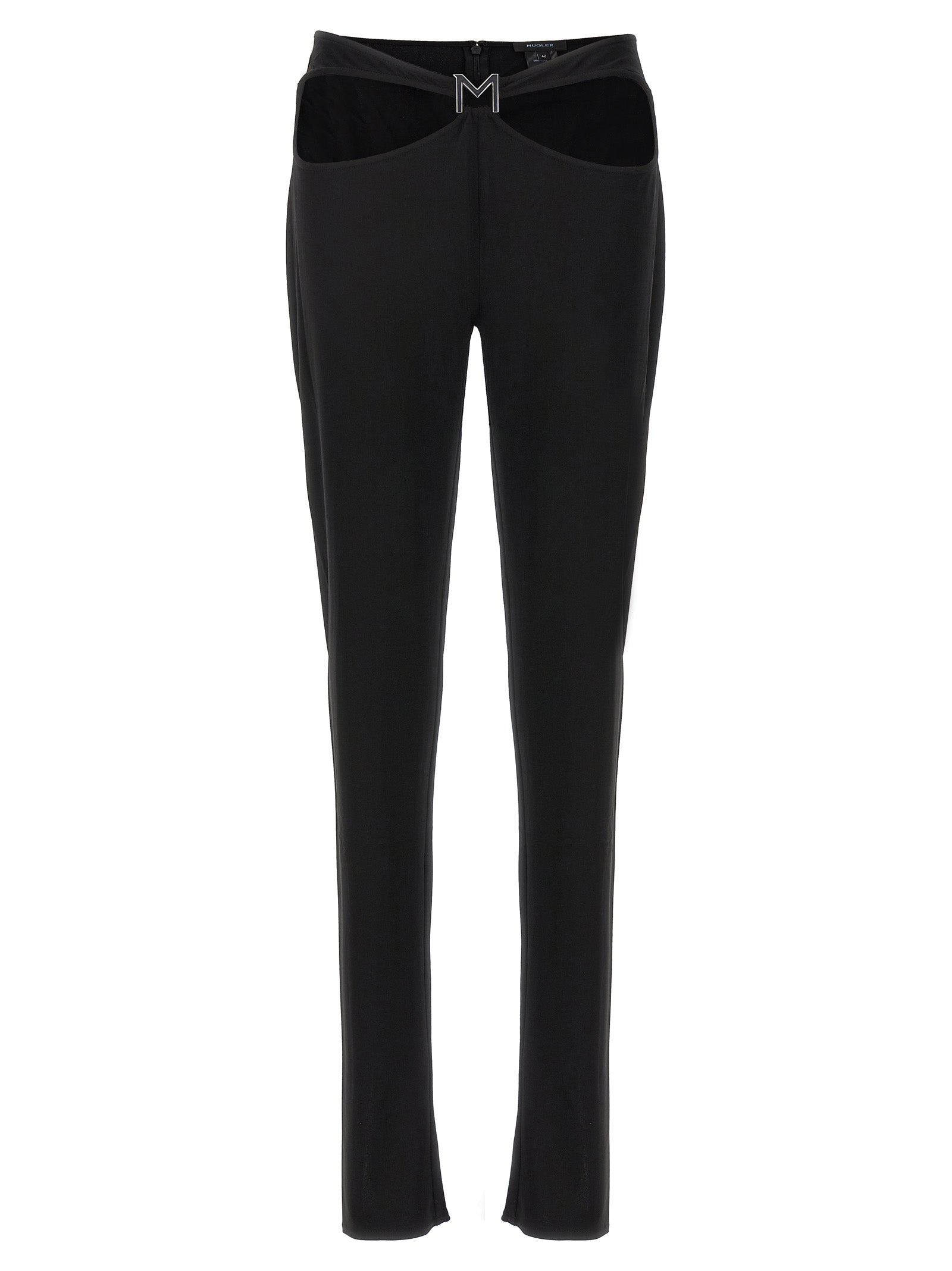 Mugler-M Cut-Out Pantaloni Nero-Donna