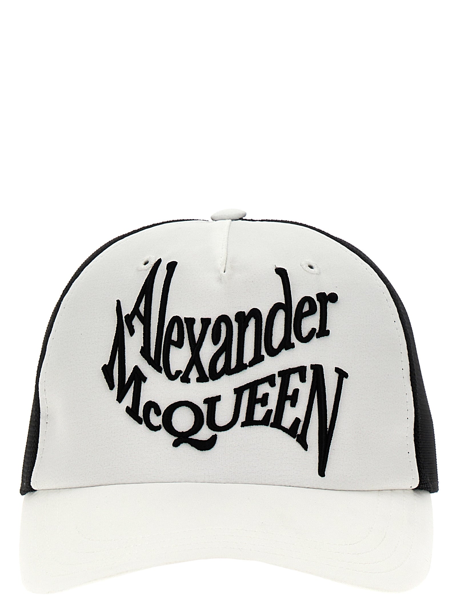 Alexander Mcqueen-Warped Logo Cappelli Bianco/Nero-Uomo