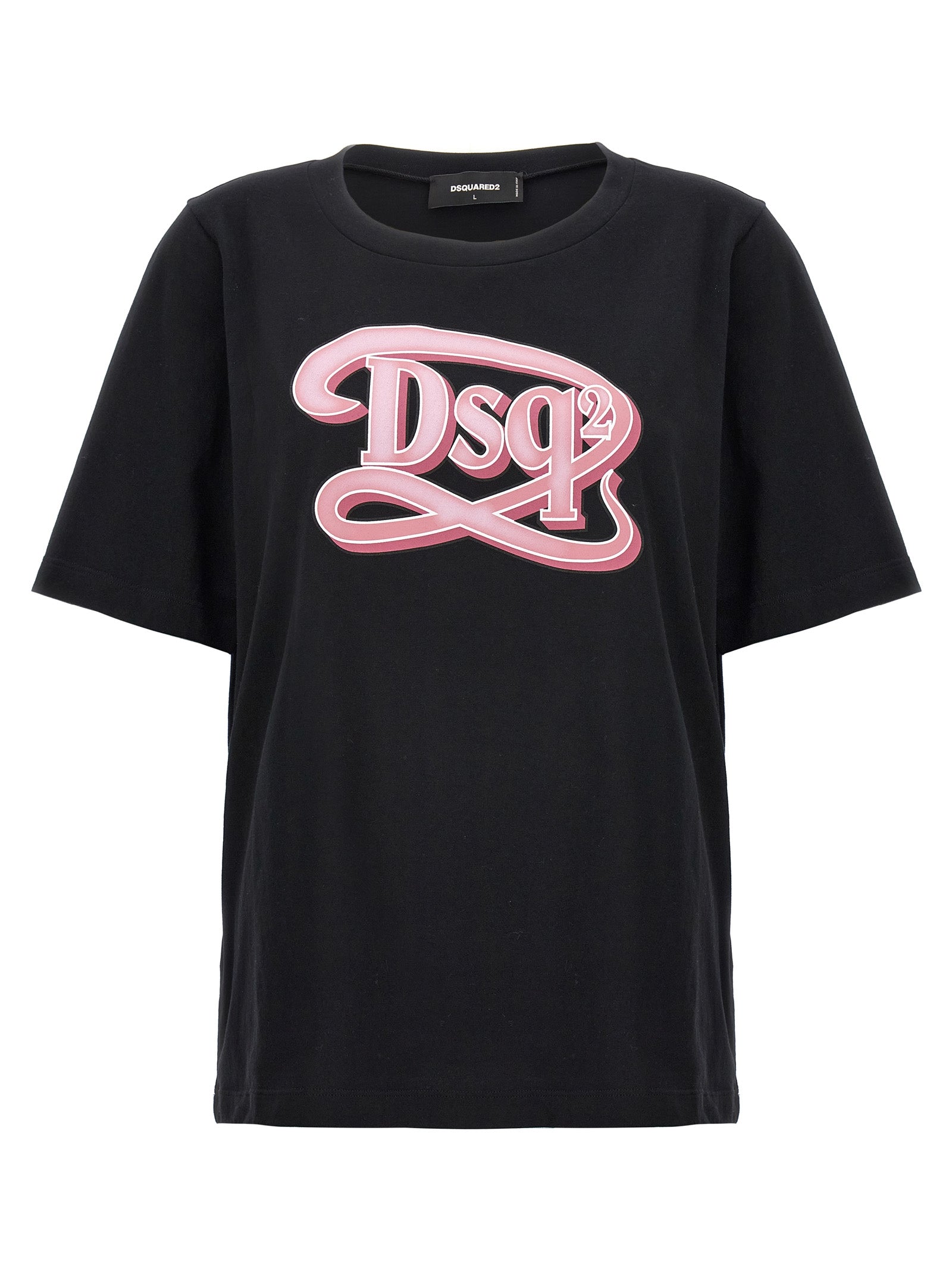 Dsquared2-Logo Print T Shirt Nero-Donna