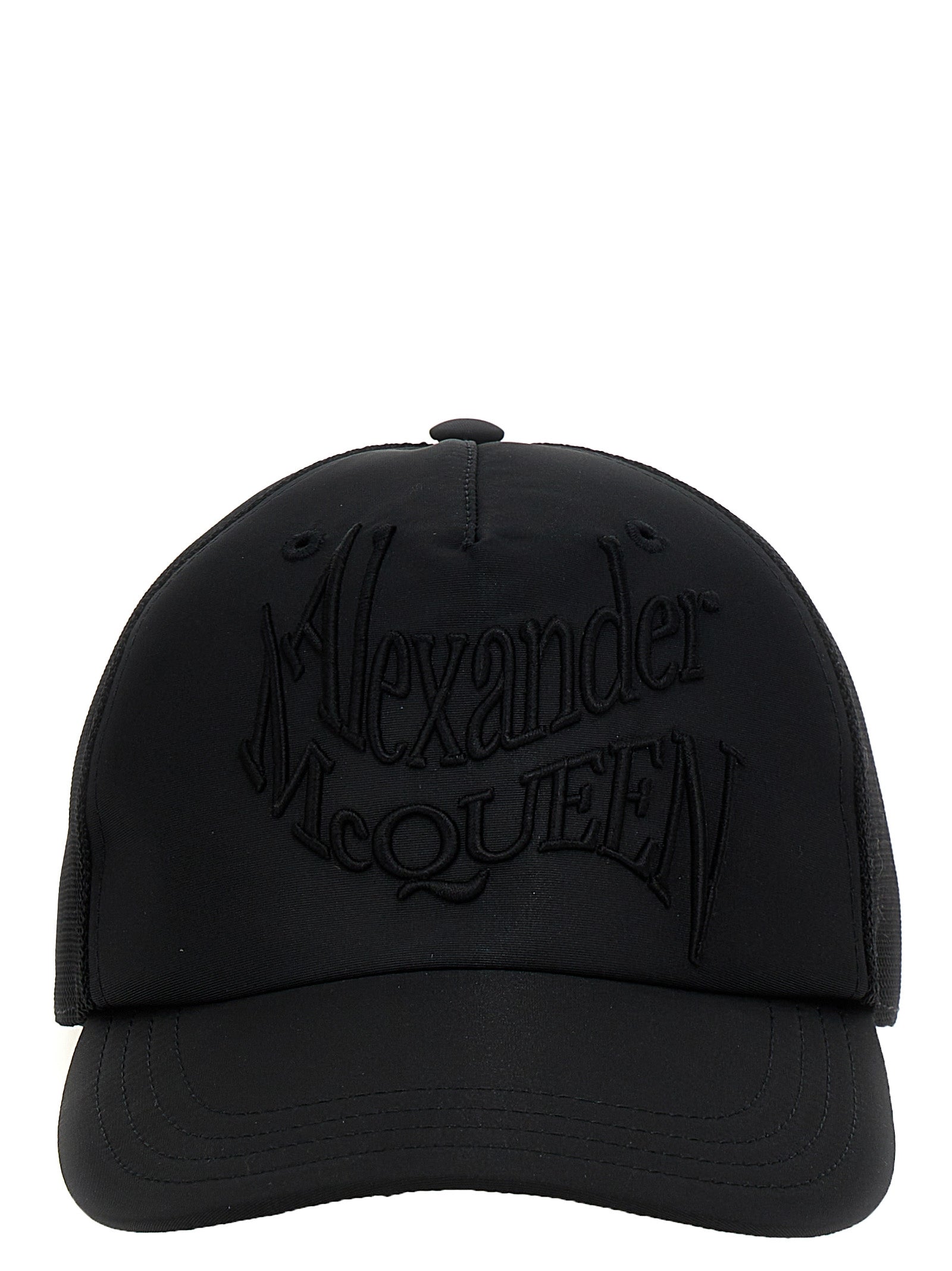 Alexander Mcqueen-Warped Logo Cappelli Nero-Uomo