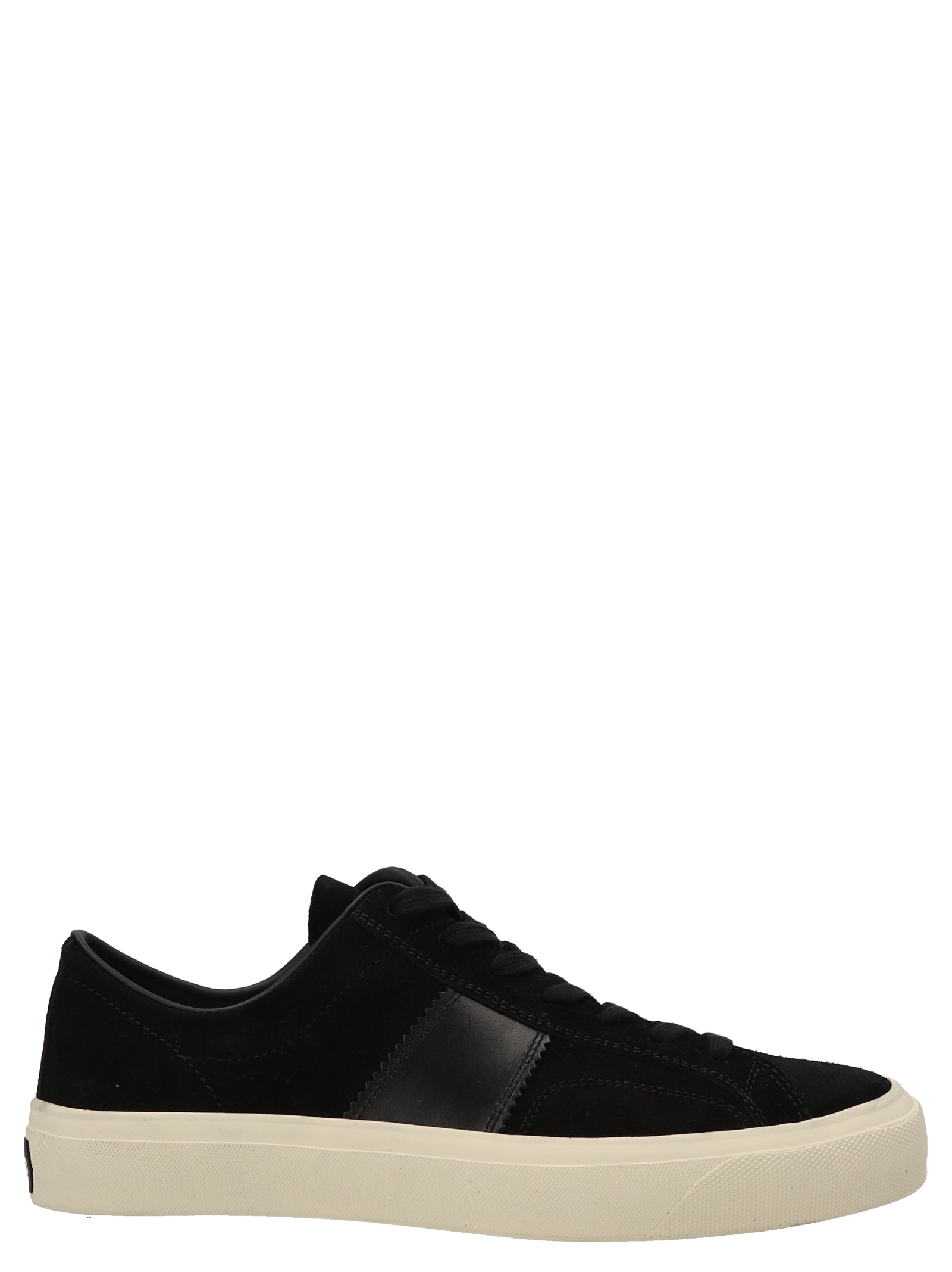 Tom Ford-Suede Sneakers Bianco/Nero-Uomo