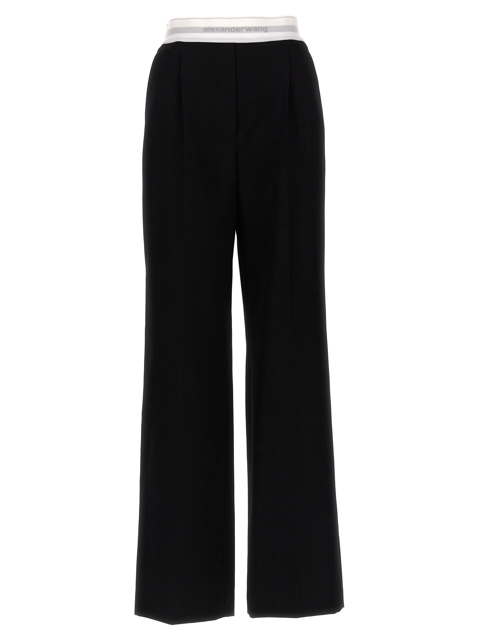 Alexander Wang-Logo Pantaloni Bianco/Nero-Donna