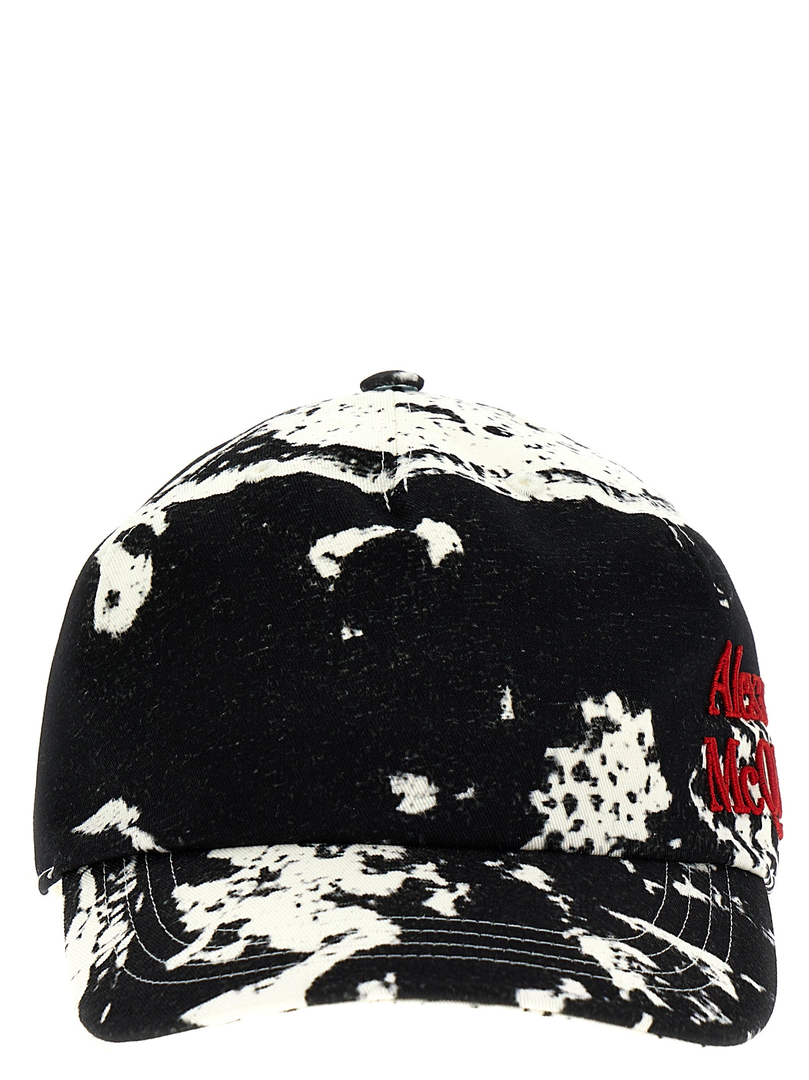 Alexander Mcqueen-All Over Print Cap Cappelli Bianco/Nero-Uomo