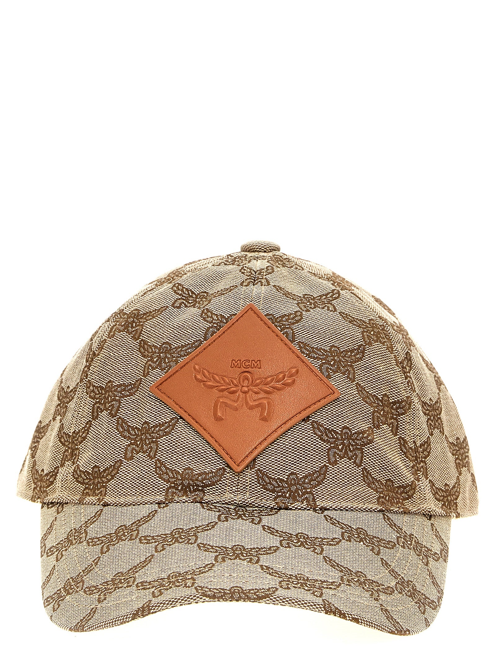 Mcm-Logo Printed Cap Cappelli Beige-Donna