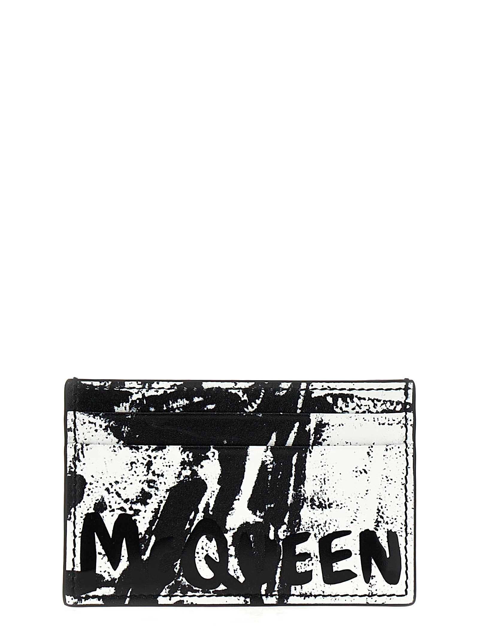 Alexander Mcqueen-Graffiti Mcqueen Portafogli Bianco/Nero-Uomo