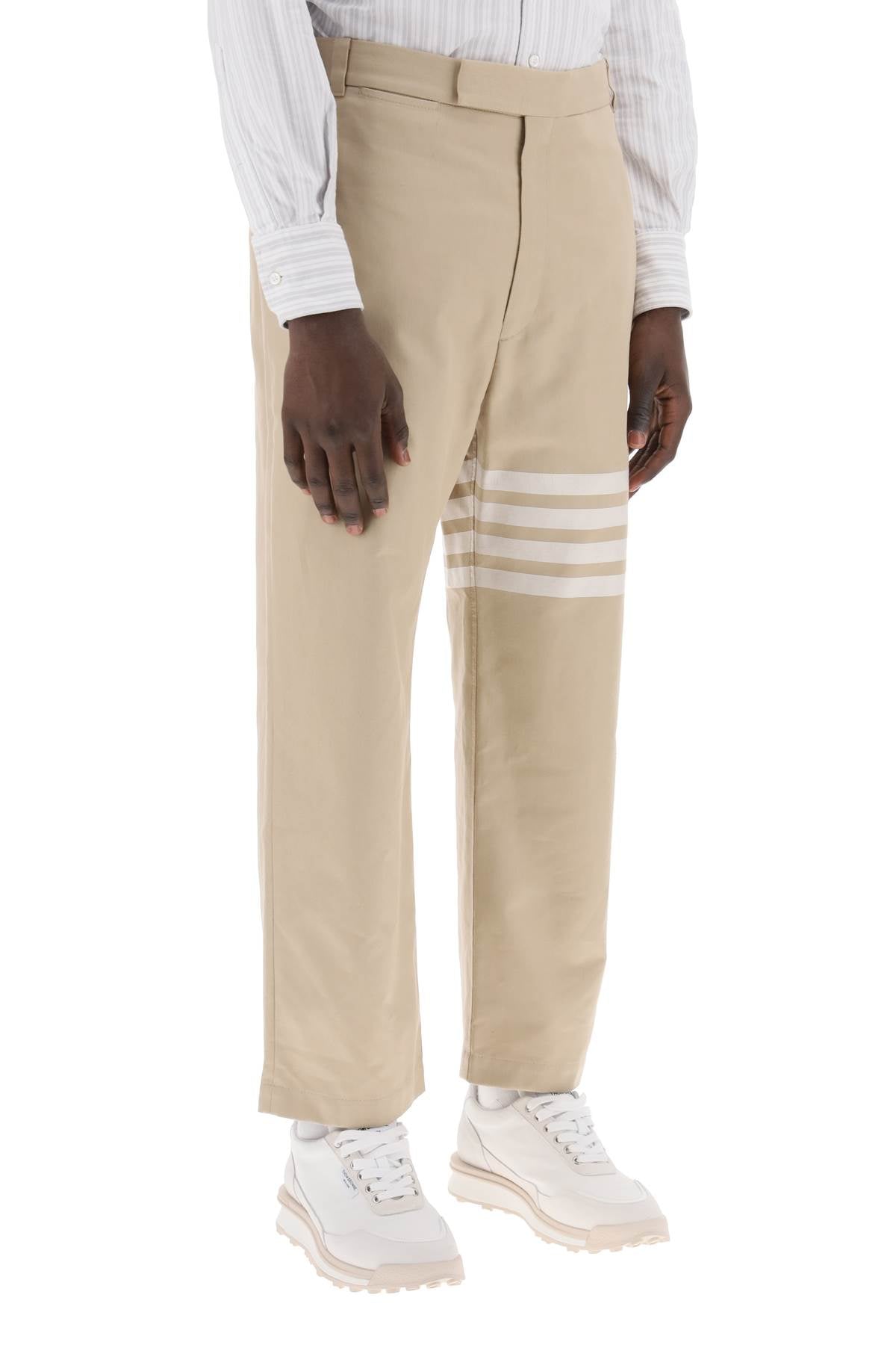 Thom Browne-Pantaloni Con Dettaglio 4 Bar-Uomo