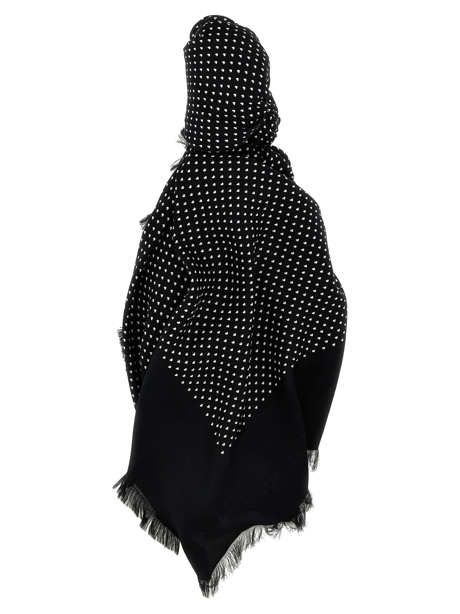 Saint Laurent-Micro Hearts Scarf Sciarpe Bianco/Nero-Uomo