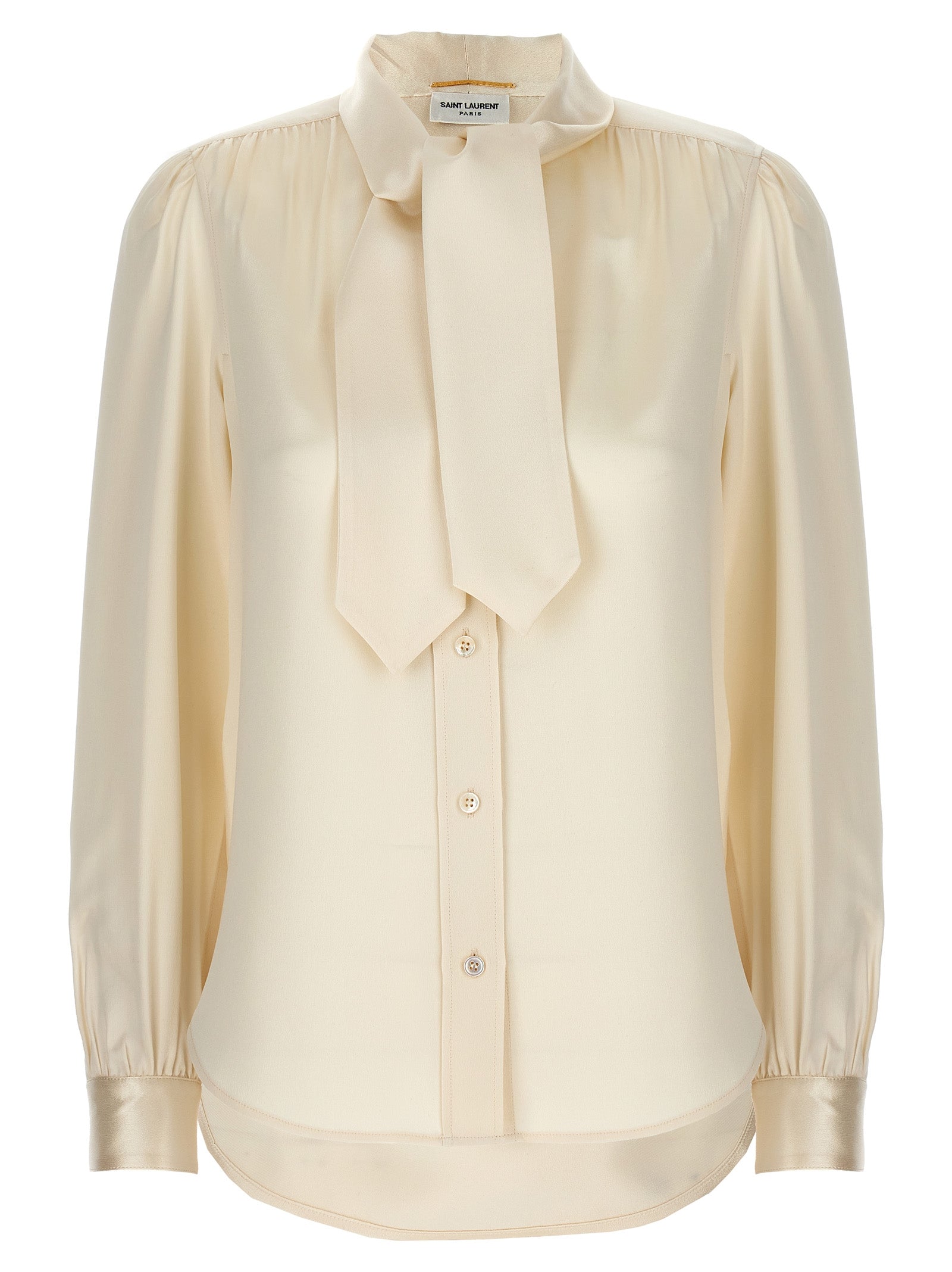 Saint Laurent-Lavalliere Silk Shirt Camicie Bianco-Donna