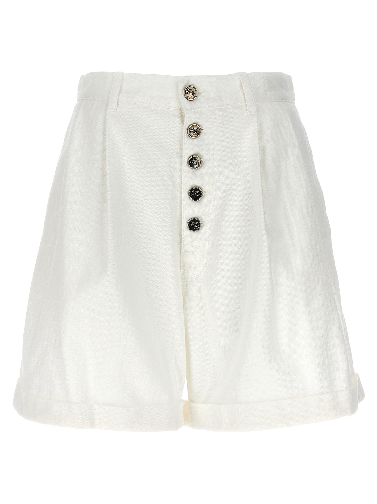 Etro-Chevron Bermuda Shorts Bermuda, Short Bianco-Donna