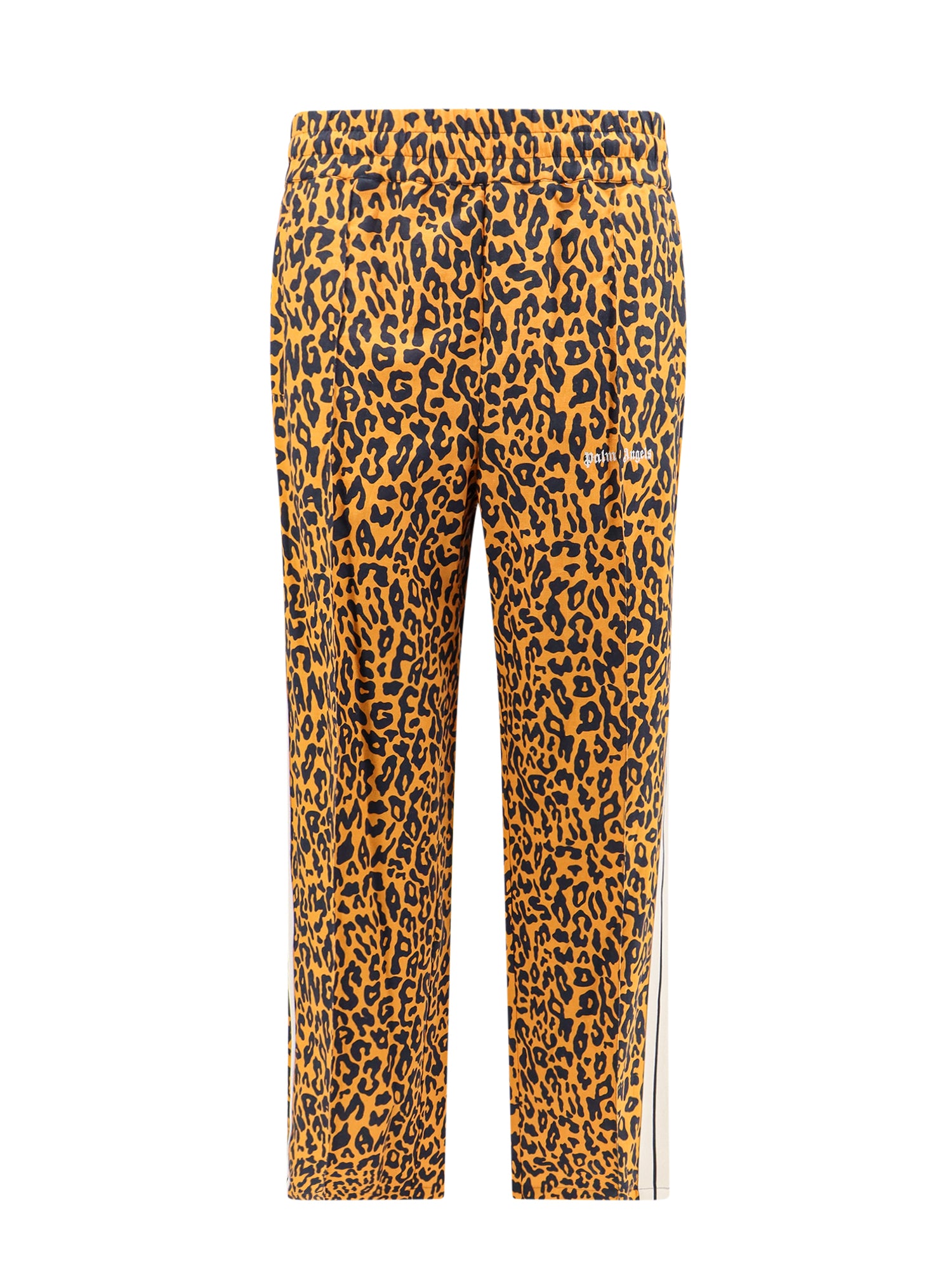 Palm Angels-Pantalone in lino e cotone con stampa animalier-Uomo