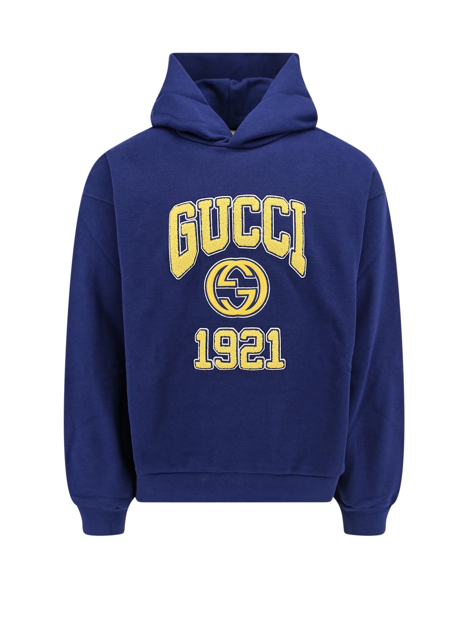 Gucci-Felpa in cotone con ricamo Incrocio GG frontale-Uomo