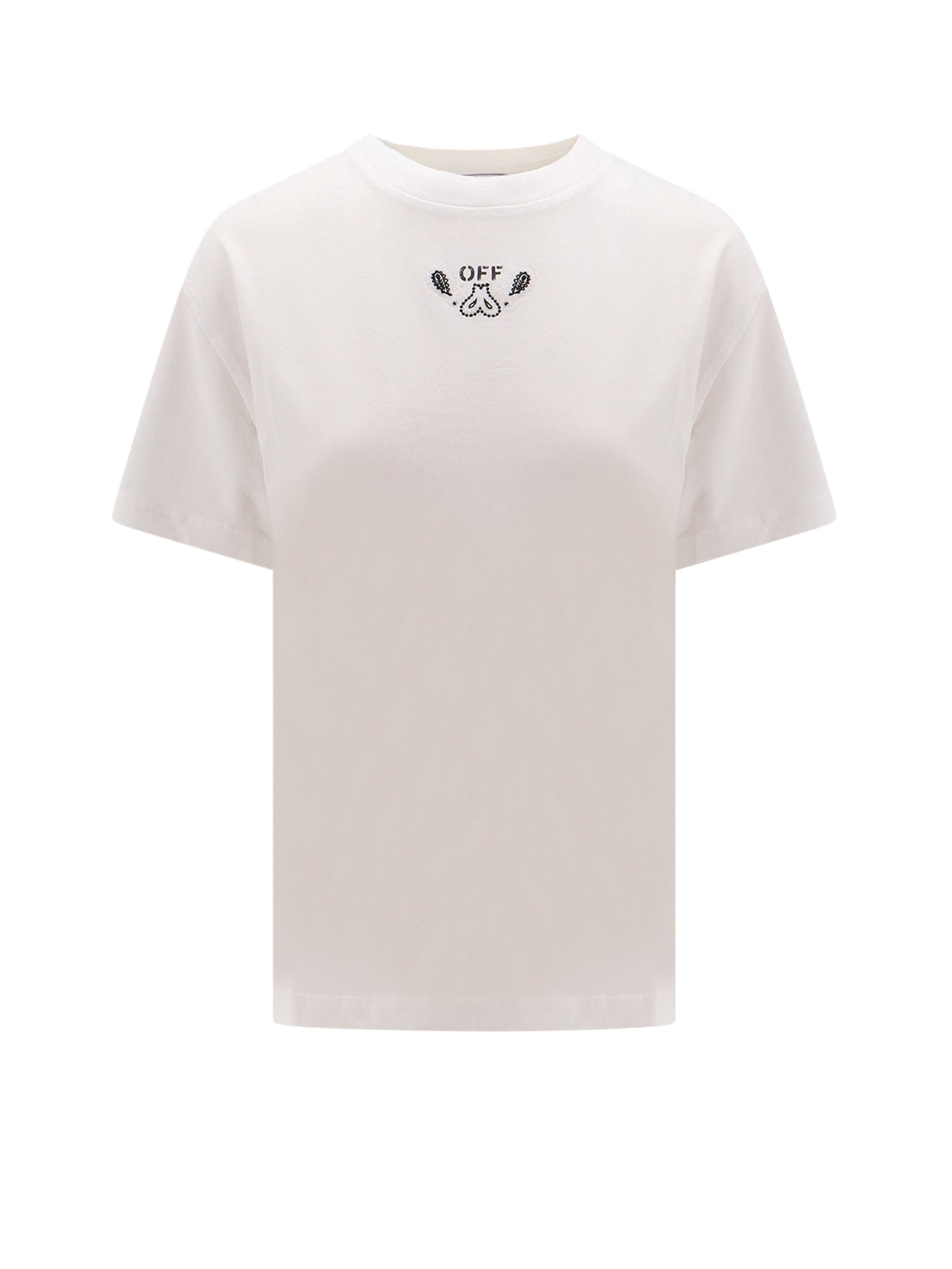 Off-White-T-shirt in cotone organico con logo frontale-Donna