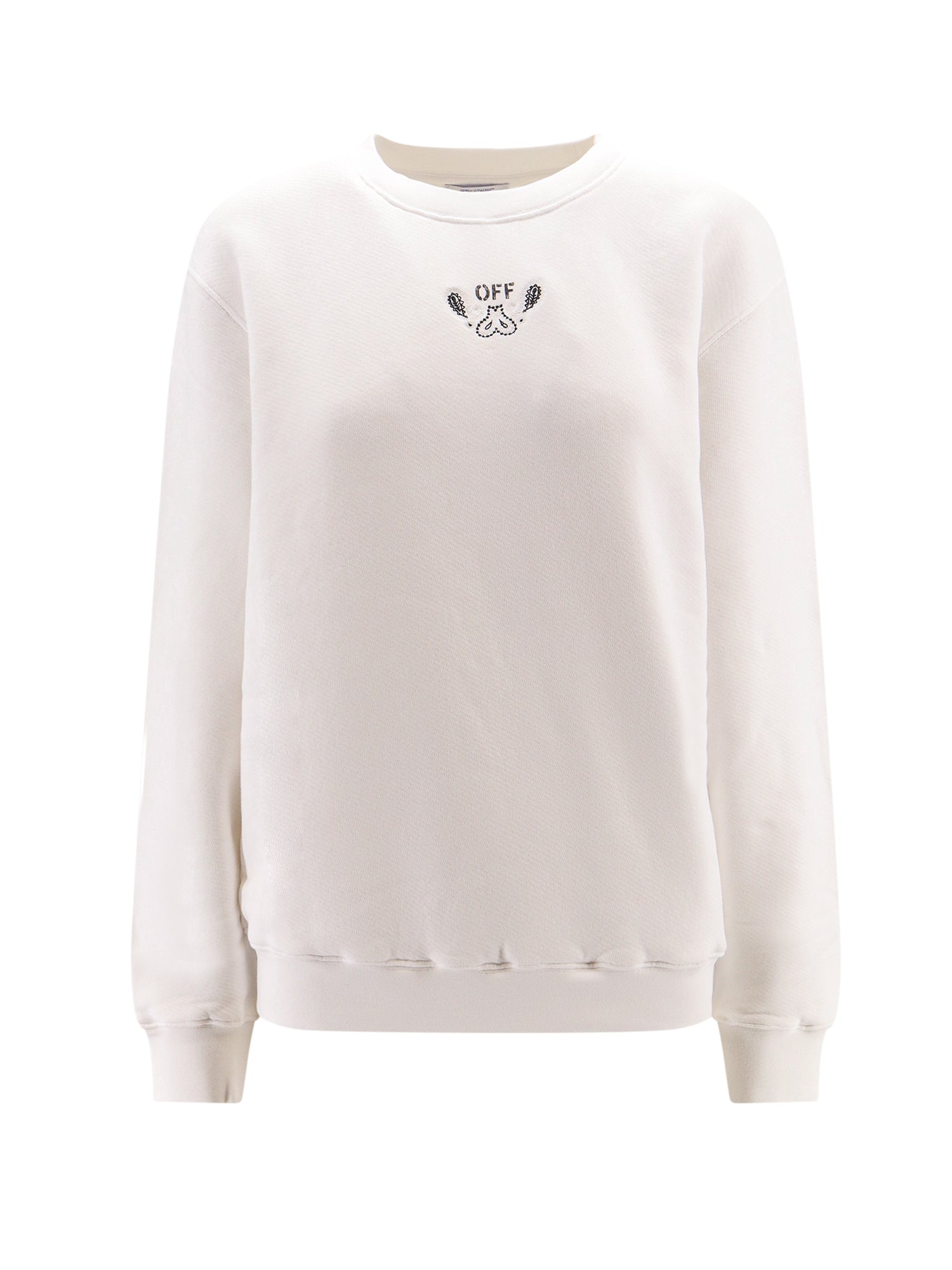 Off-White-Felpa in cotone organico con logo frontale-Donna