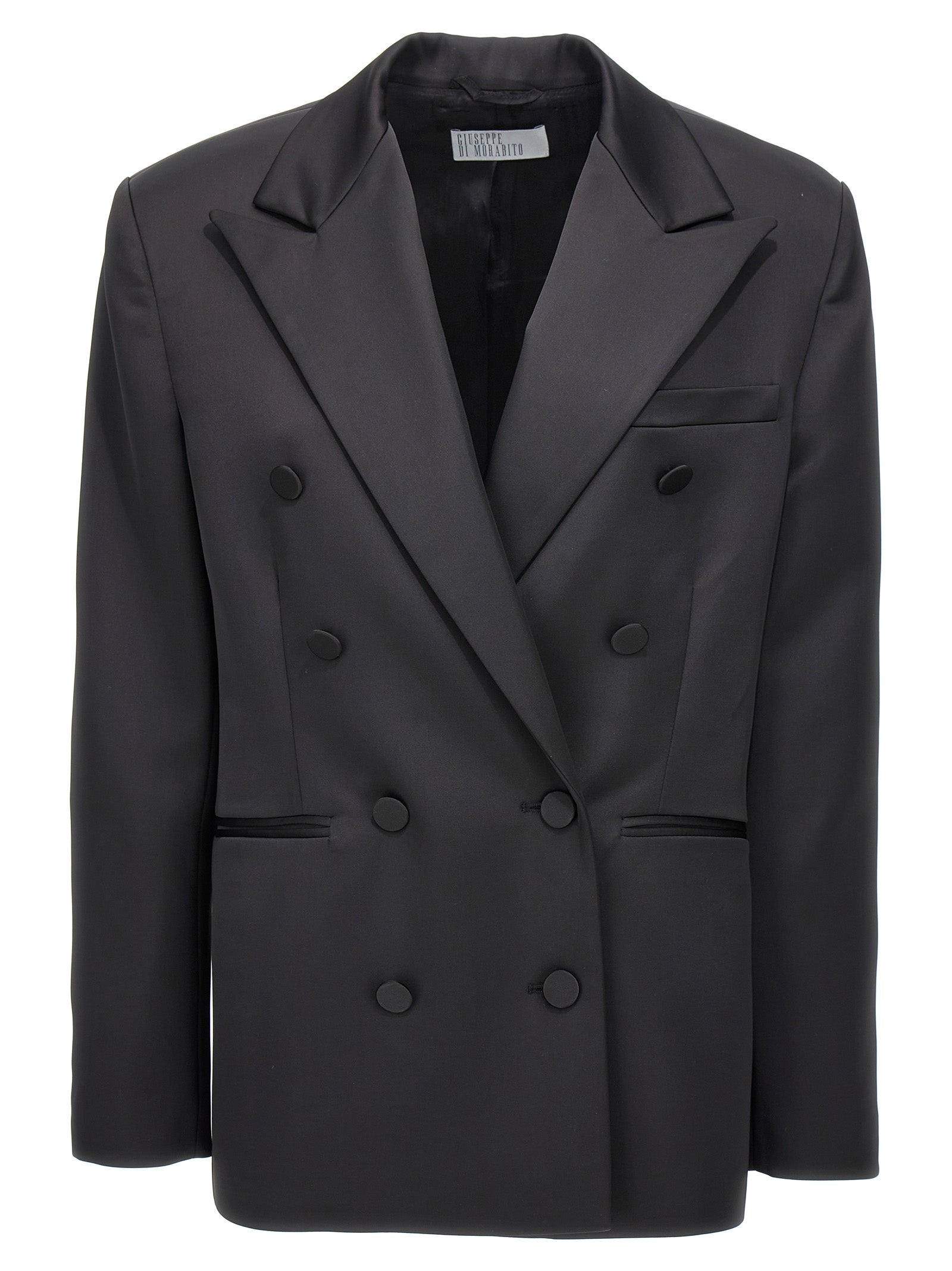 Giuseppe Di Morabito-Double-Breasted Satin Blazer Blazer And Suits Nero-Donna