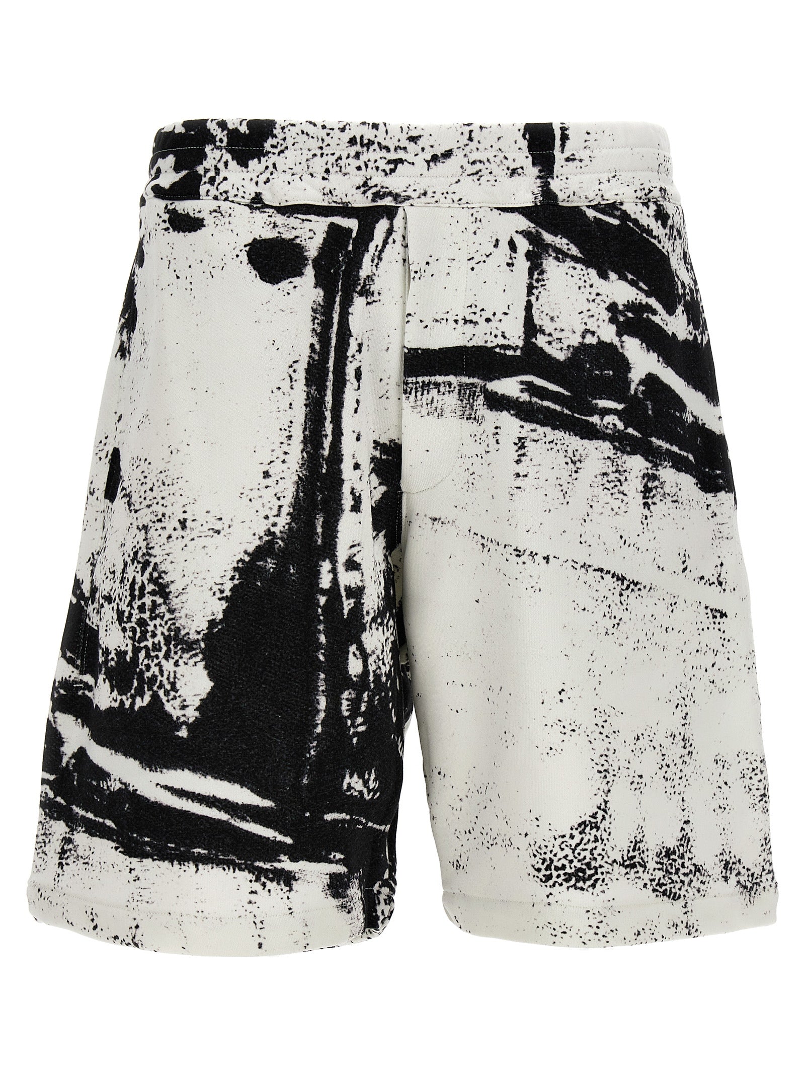 Alexander Mcqueen-All Over Print Bermuda Shorts Bermuda, Short Bianco/Nero-Uomo