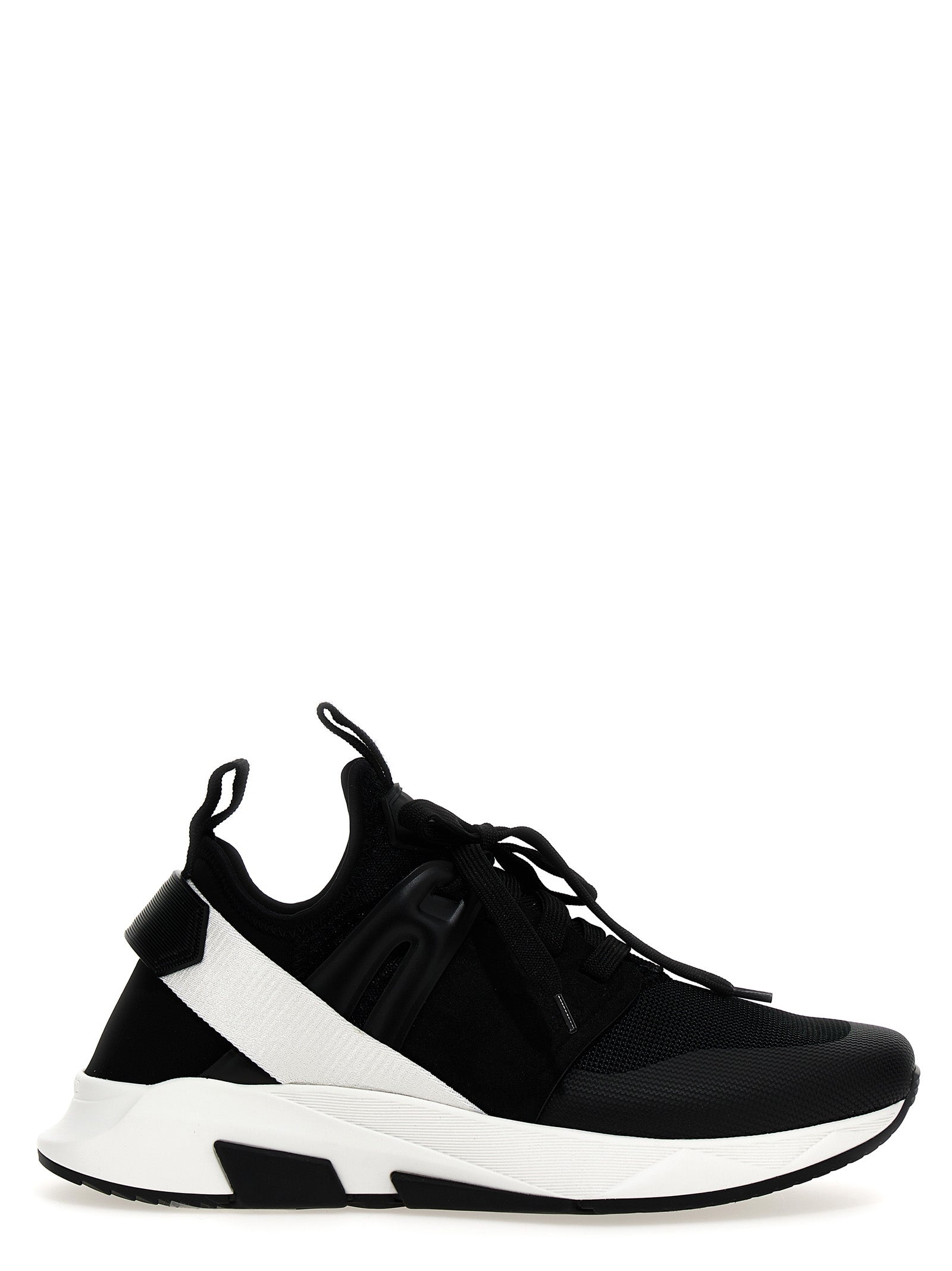 Tom Ford-Logo Techno Sneakers Bianco/Nero-Uomo