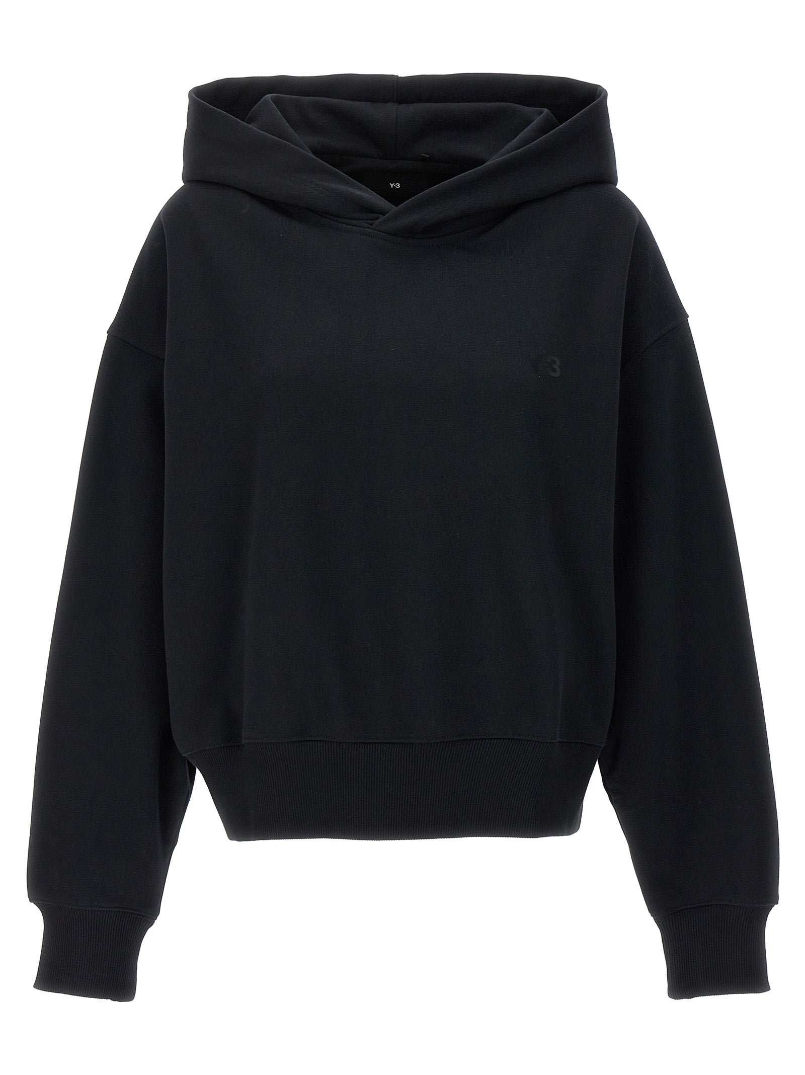 Y-3-Logo Print Hoodie Felpe Nero-Donna