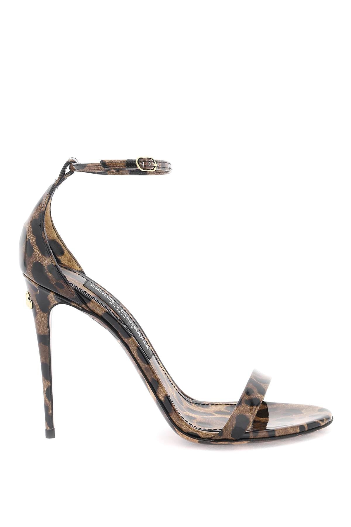 Dolce & Gabbana-Sandali In Pelle Lucida Stampa Leopardo-Donna