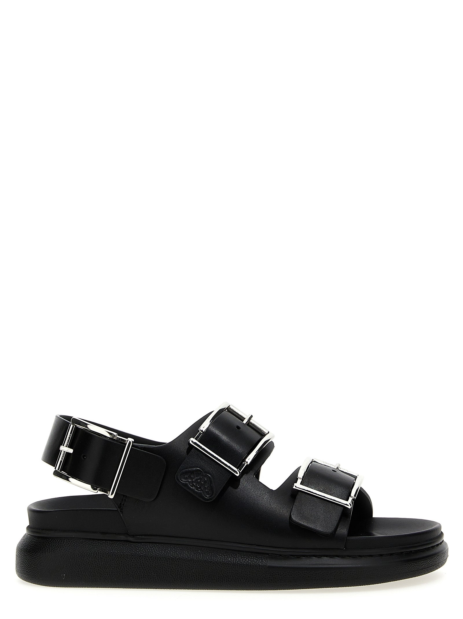 Alexander Mcqueen-Buckles Leather Sandali Nero-Uomo