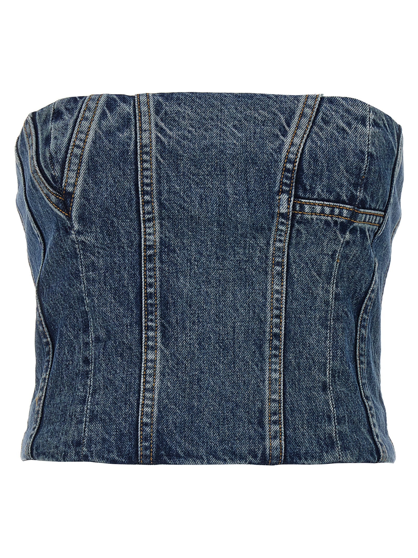 Amiri-Denim Bustier Top Top Blu-Donna