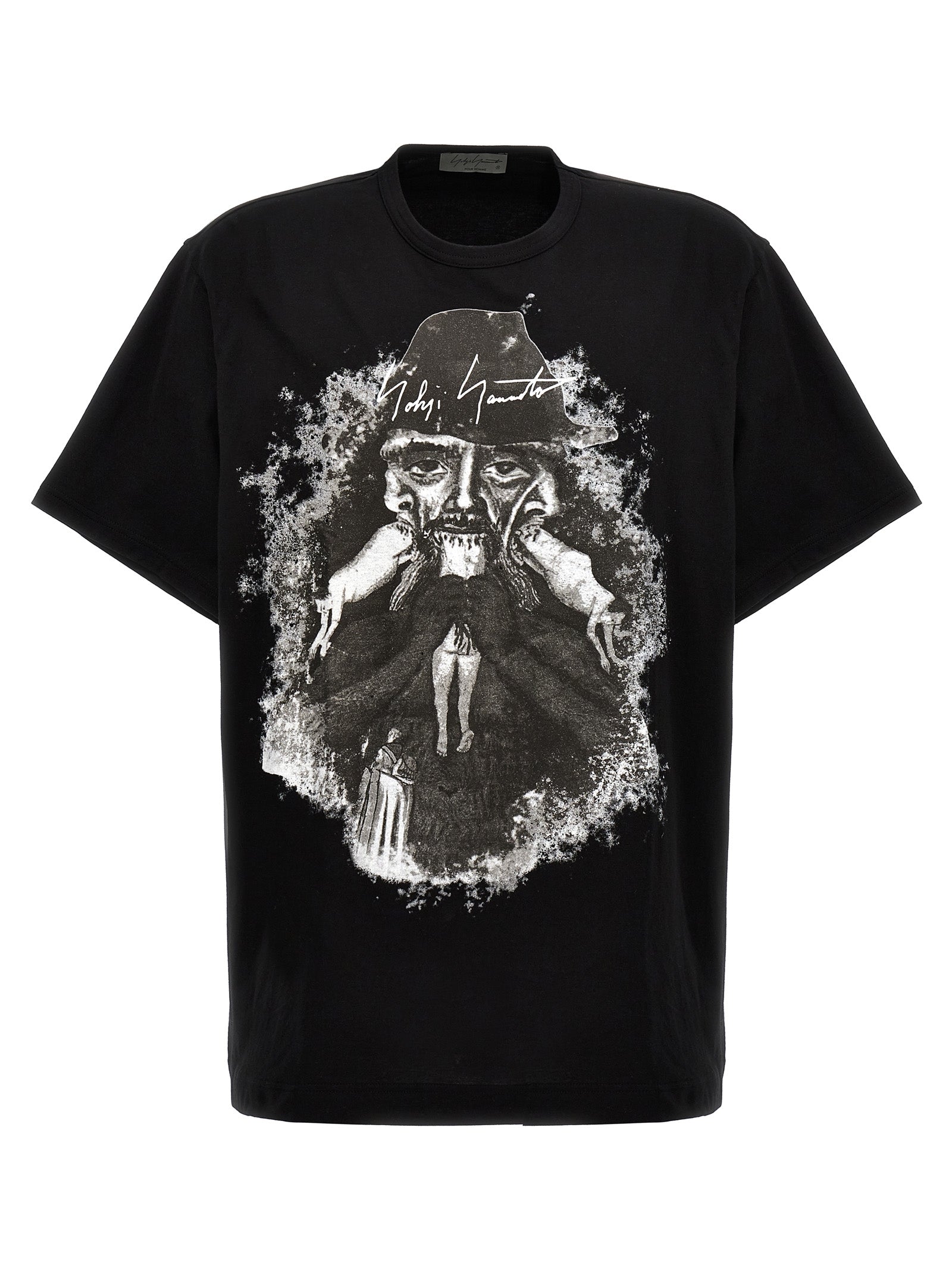 Yohji Yamamoto-Printed T Shirt Nero-Uomo