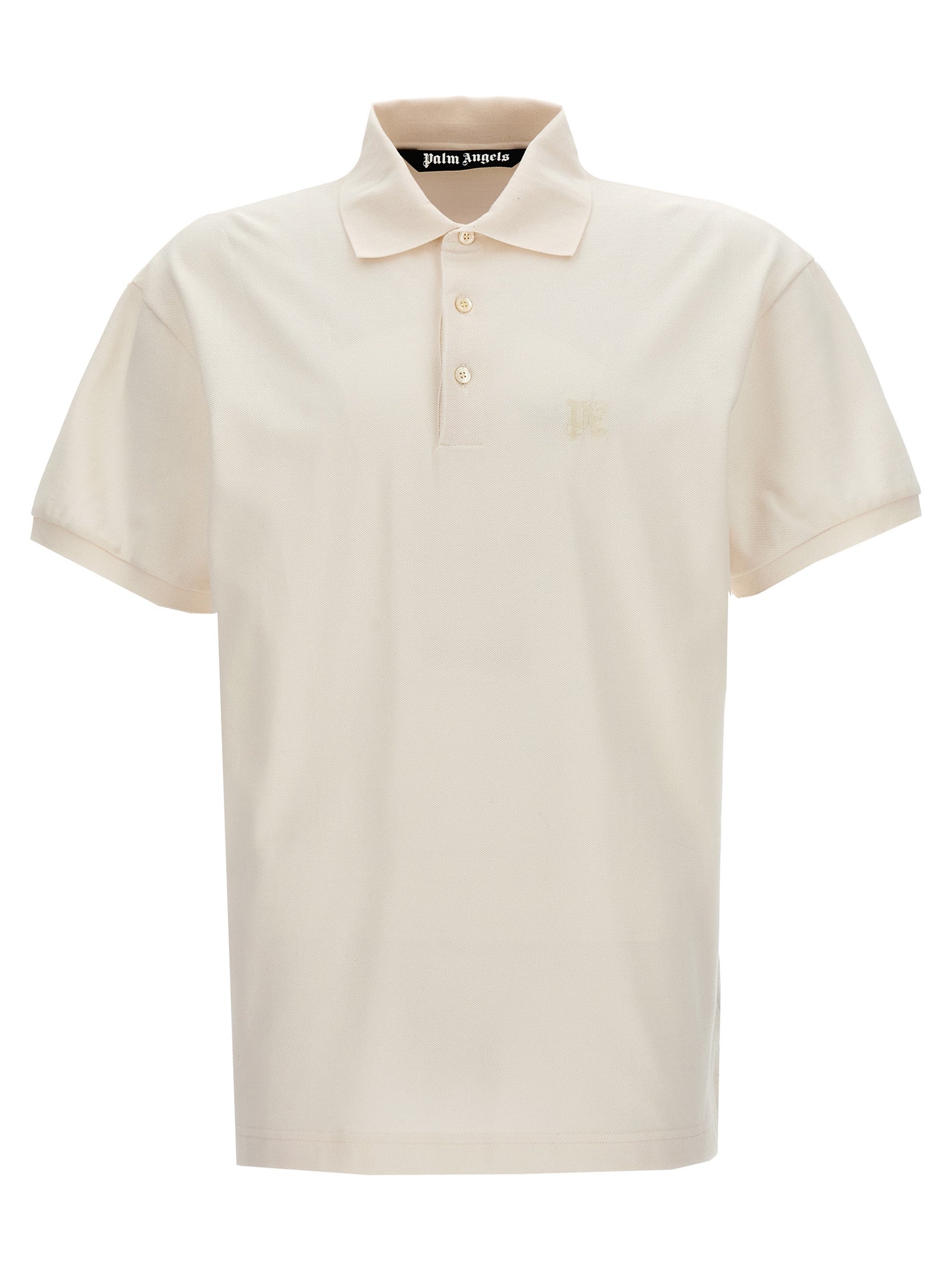 Palm Angels-Monogram Polo Bianco-Uomo