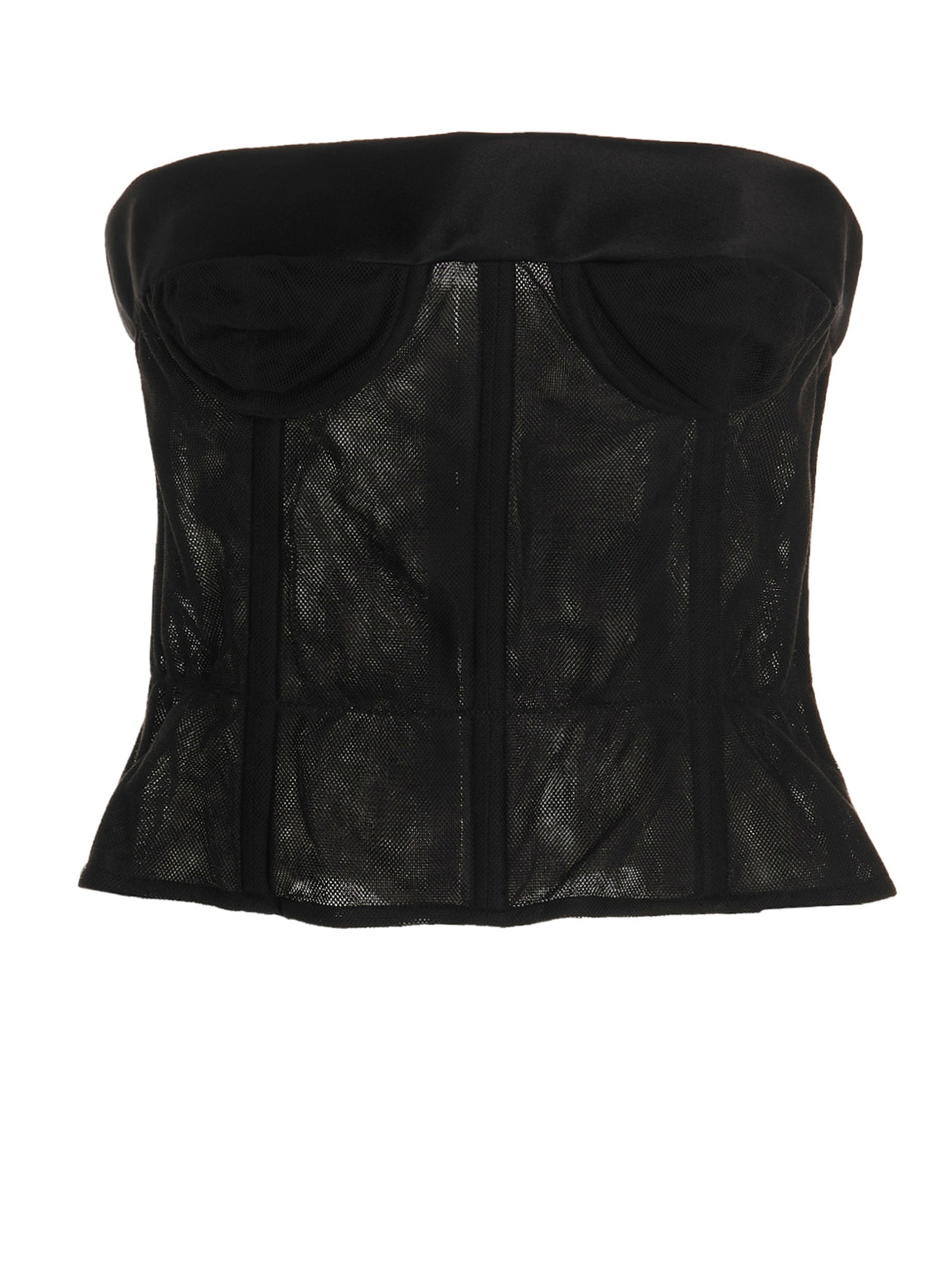 Maison Margiela-Mesh Bustier Top Top Nero-Donna