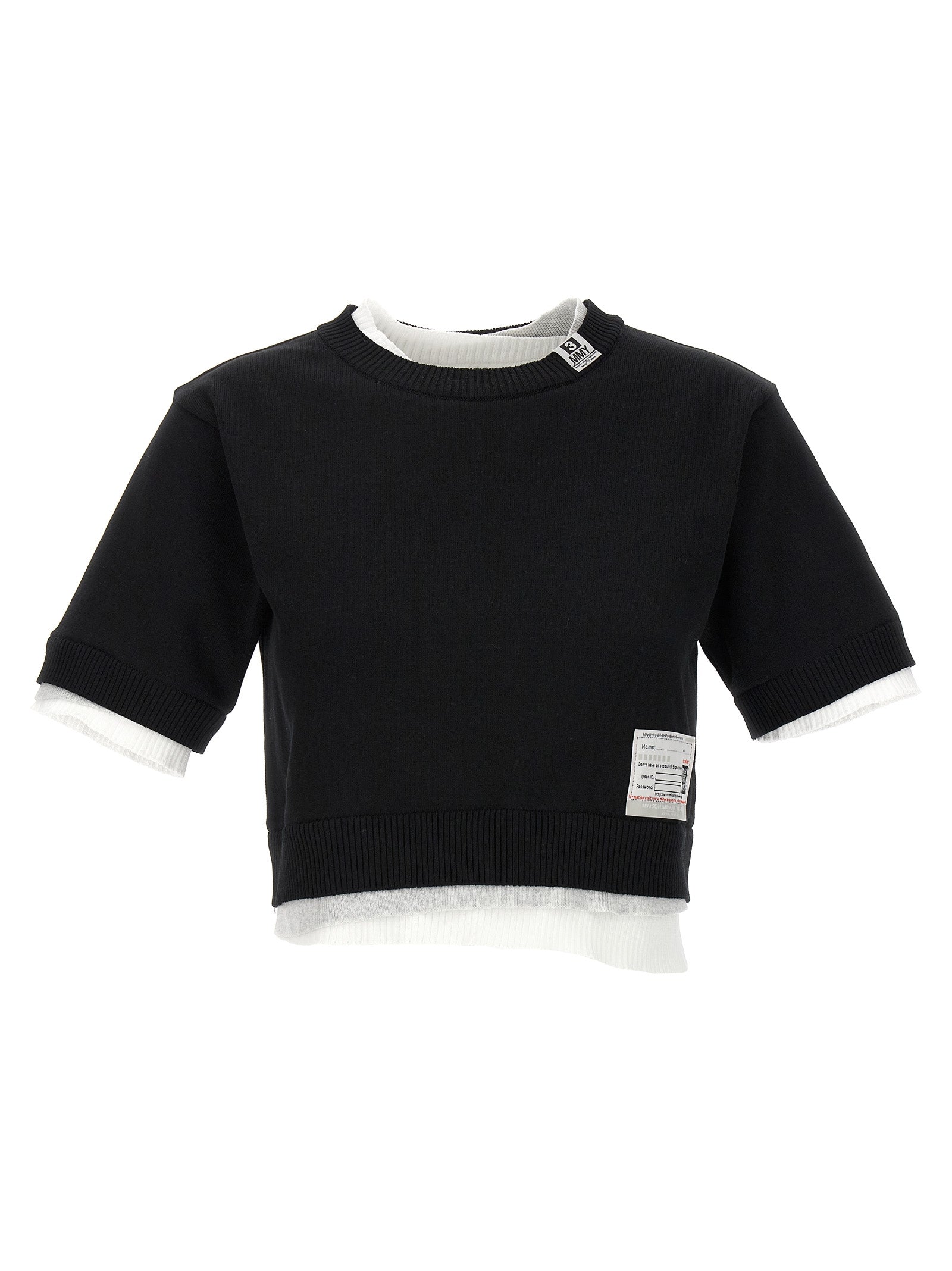 Maison Mihara Yasuhiro-Cropped Sweater With Contrasting Inserts Maglioni Bianco/Nero-Donna