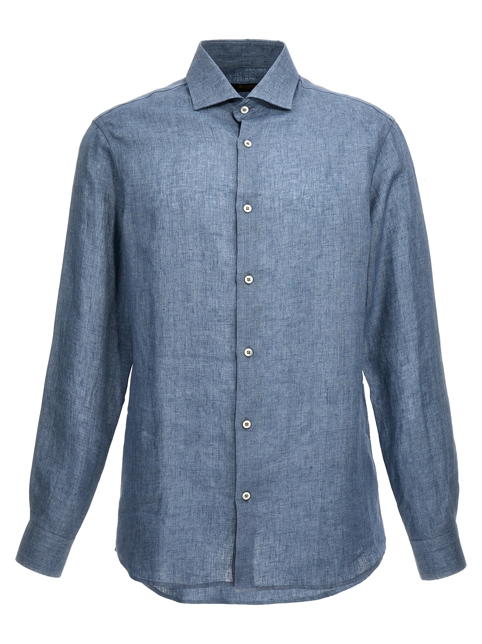 Moorer-Linen Shirt Camicie Celeste-Uomo