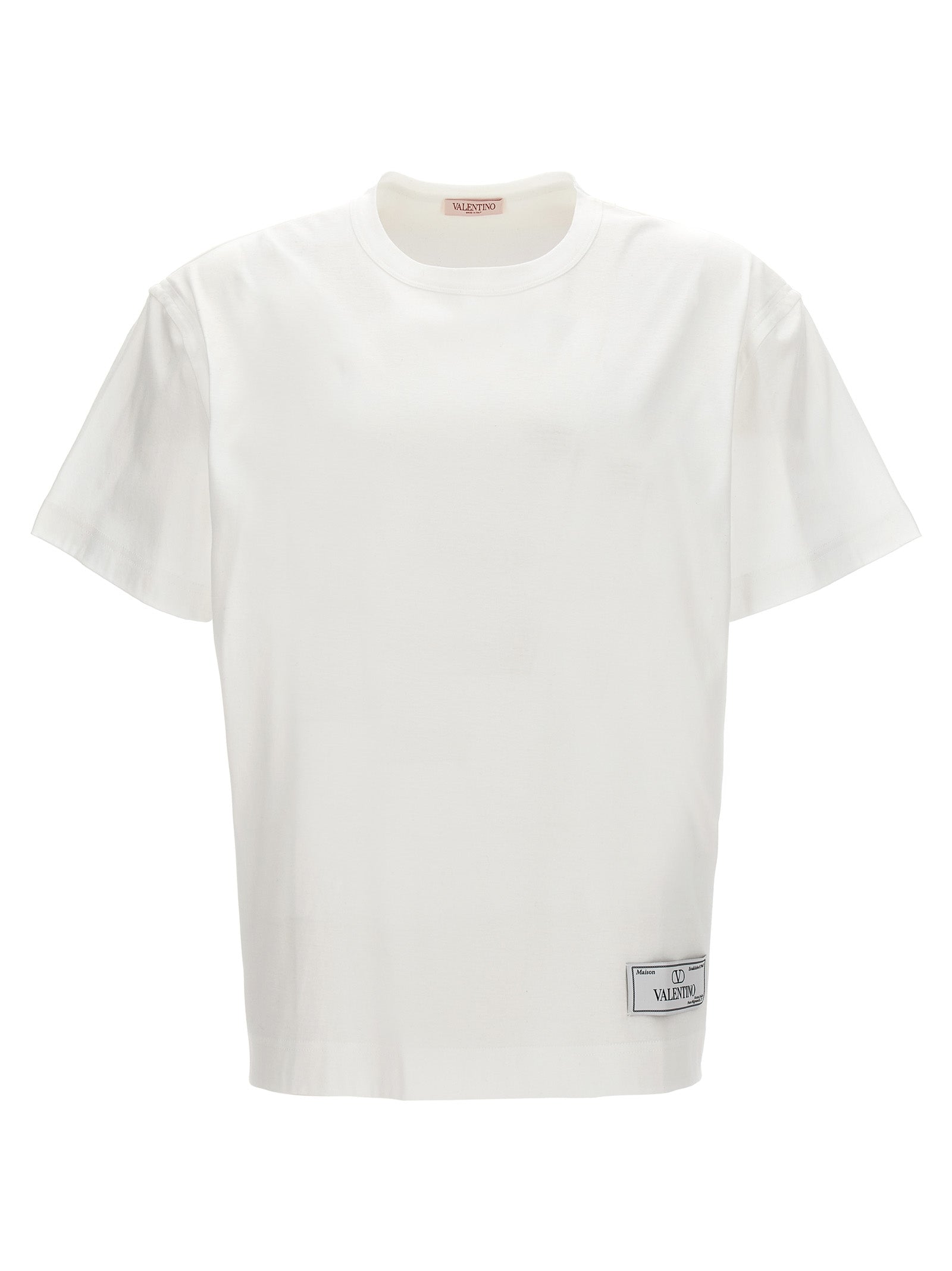 Valentino Garavani-Maison Valentino Label T Shirt Bianco-Uomo