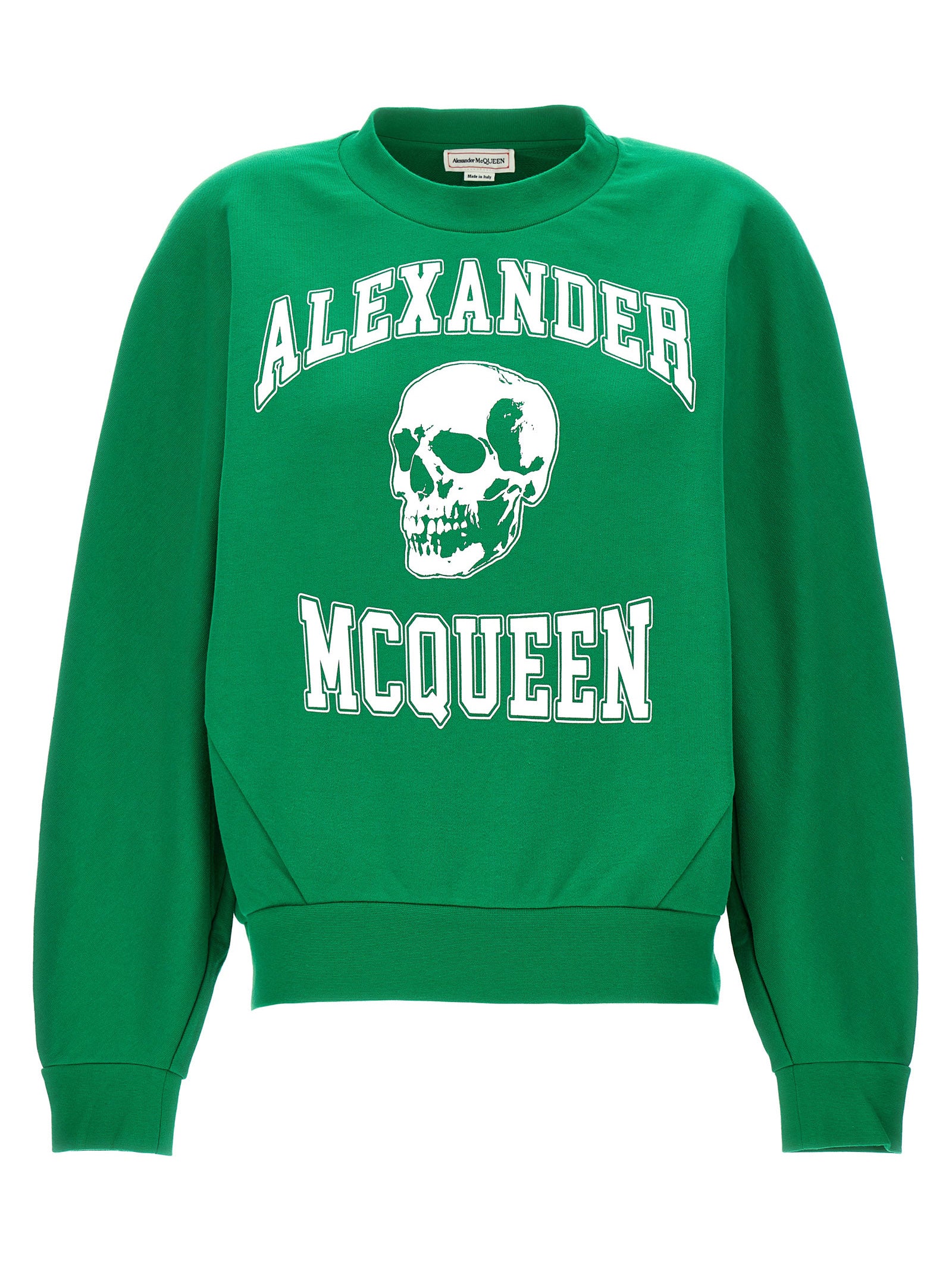 Alexander Mcqueen-Varsity Skull Felpe Verde-Donna