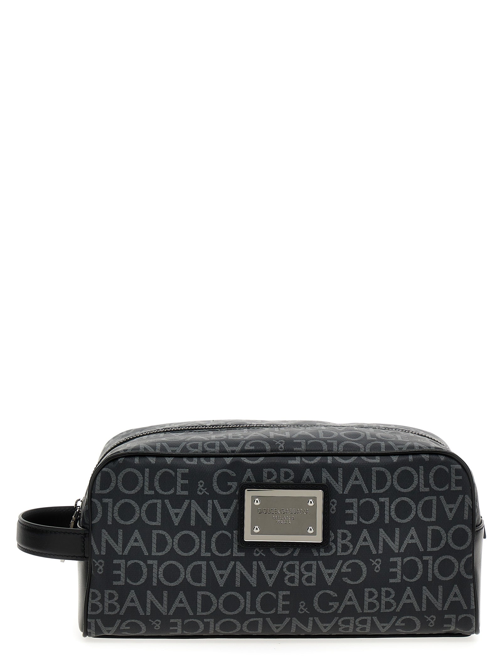 Dolce & Gabbana-Leather Toiletry Bag Beauty Nero-Uomo